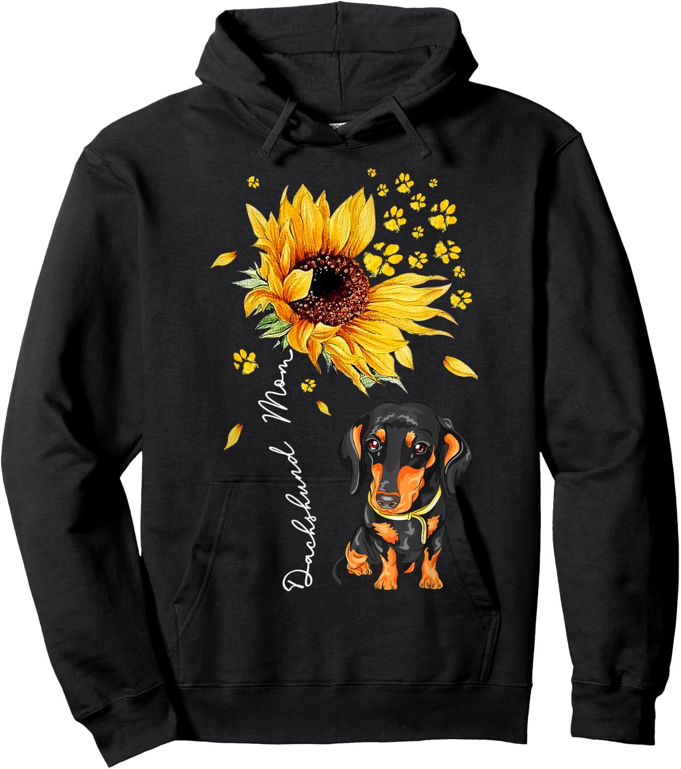 Sunflower Dachshund Mom Dog Lover Gifts Hoodie - Hoodie | Black