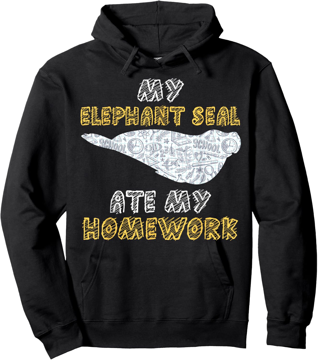My Elephant Seal Ate My Homework Pup Kid Back To School Hoodie - Hoodie | Black