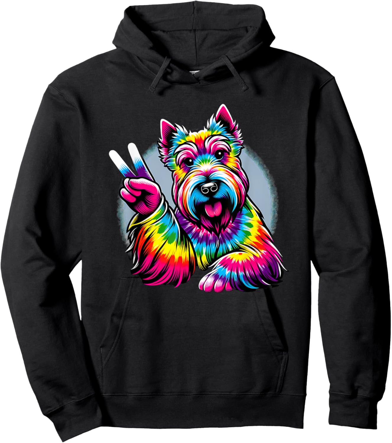 Peace Sign Tie Dye Scottish Terrier dog Women Kids Hoodie - Hoodie | Black