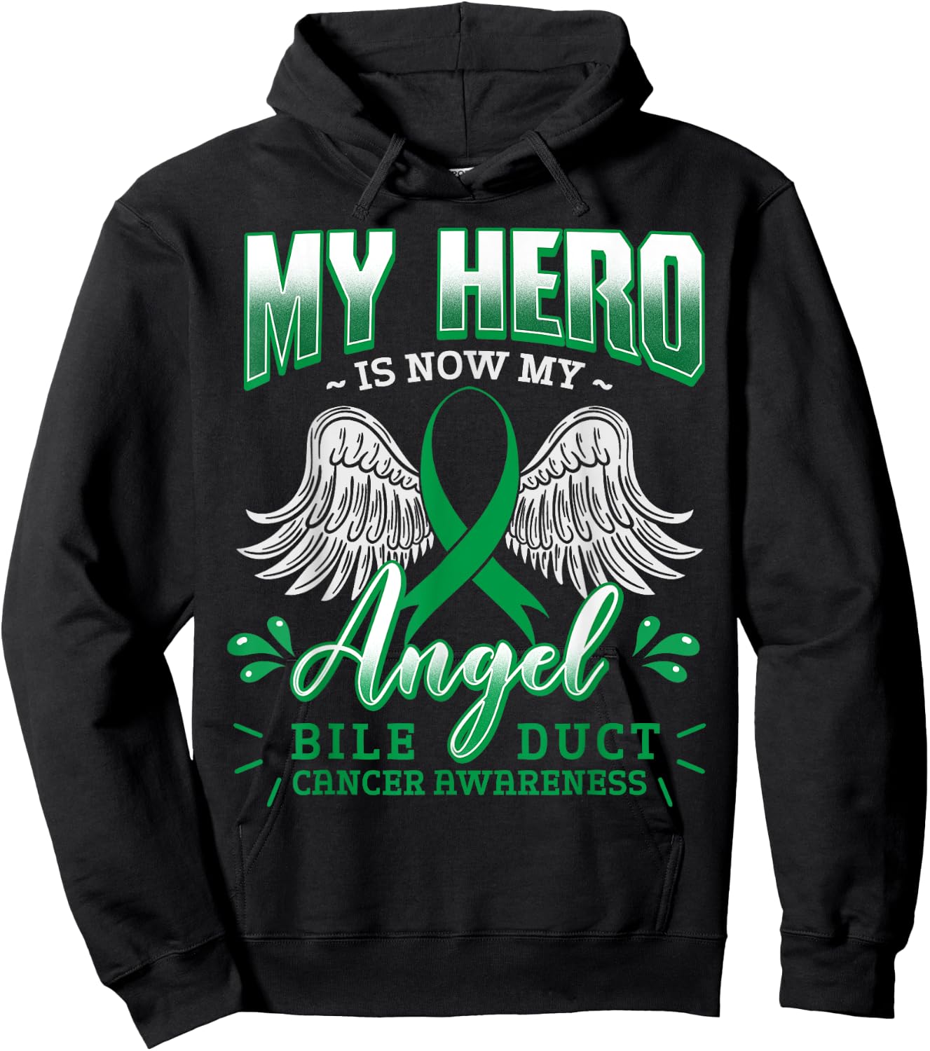My Hero Is Now My Angel Bile Duct Cancer Awareness Warrior Hoodie - Hoodie | Black