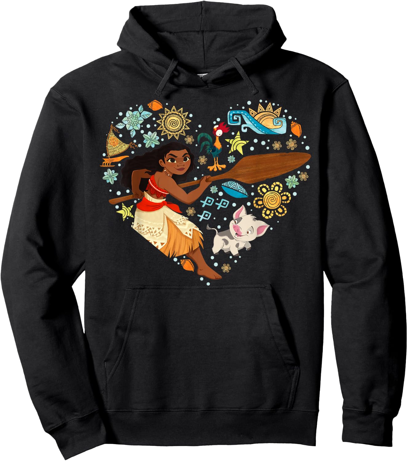 Disney Princess Moana HEI HEI Pua Collage Heart Small Hoodie - Hoodie | Black