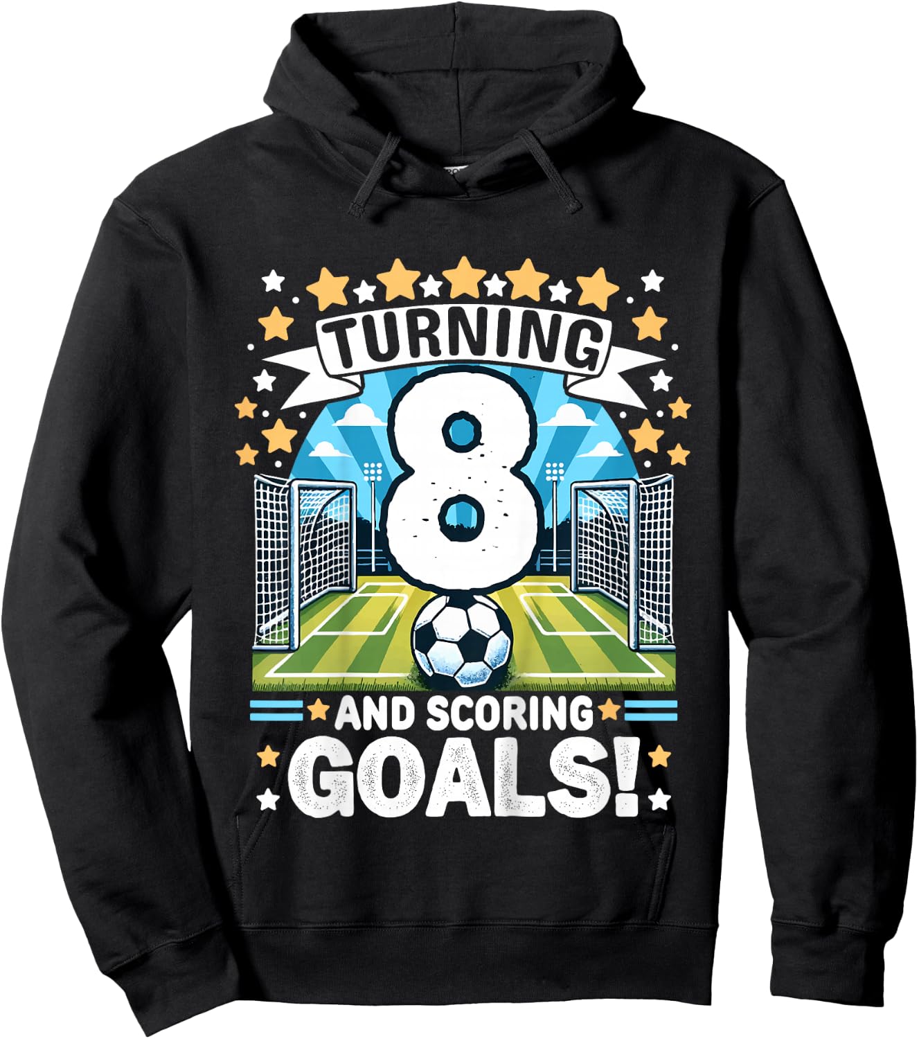 Turning 8 Soccer Birthday 8 Years Football 8th Soccer Player Hoodie - Hoodie | Black