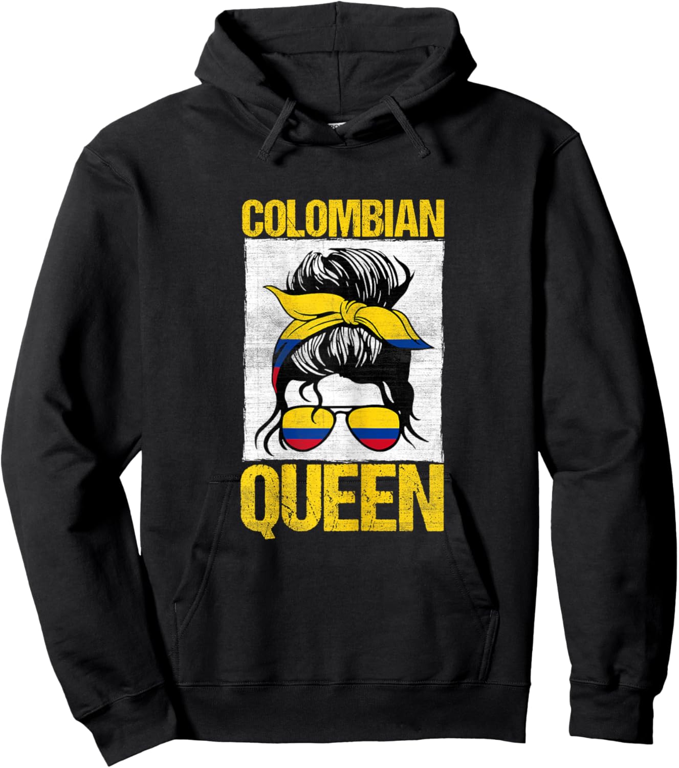 Columbia Queen Latino Americans Messy Bun Funny Colombian Hoodie - Hoodie | Black