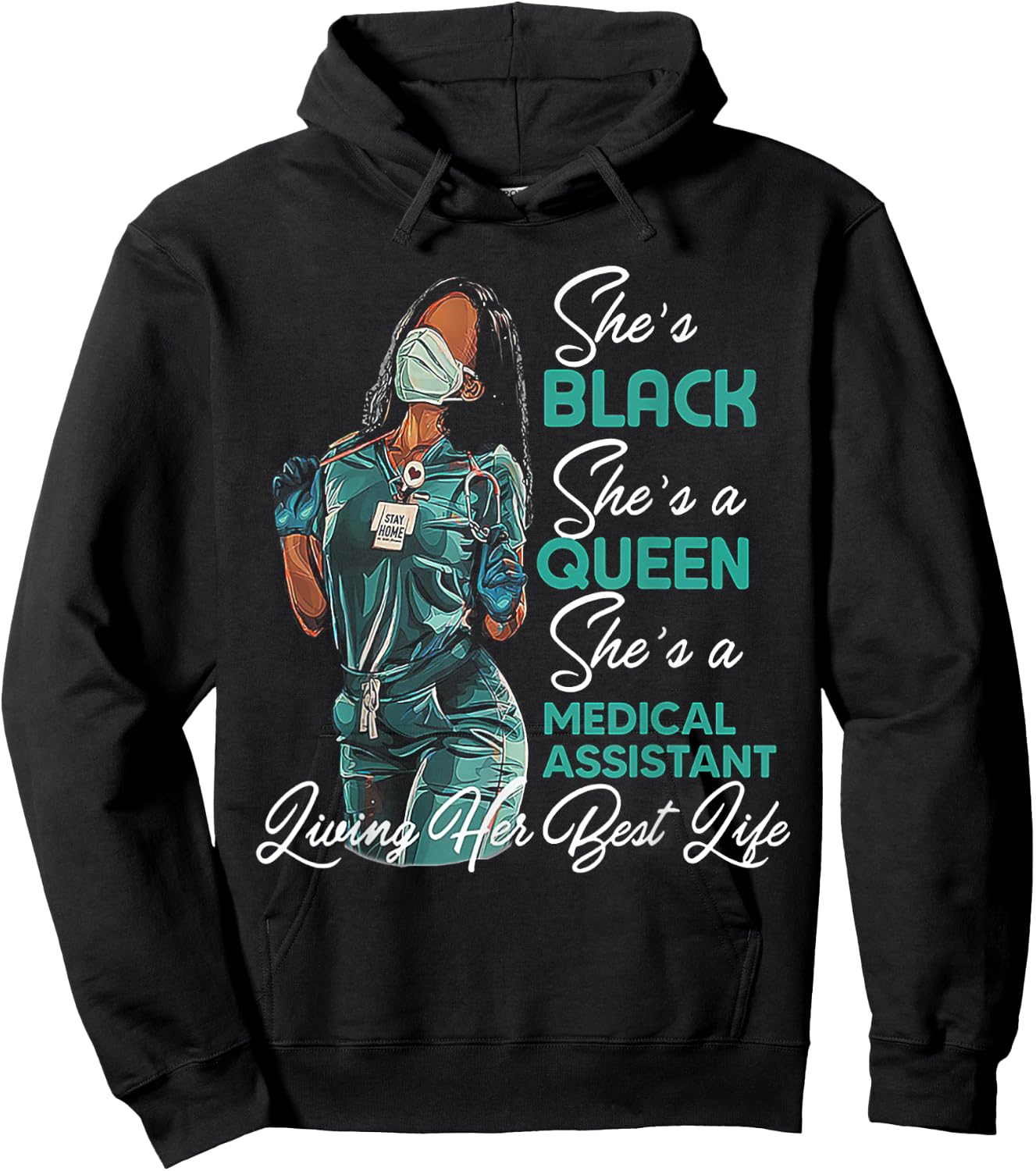 She's Black She's a Queen She's Medical Assistant MA Hoodie - Hoodie | Black
