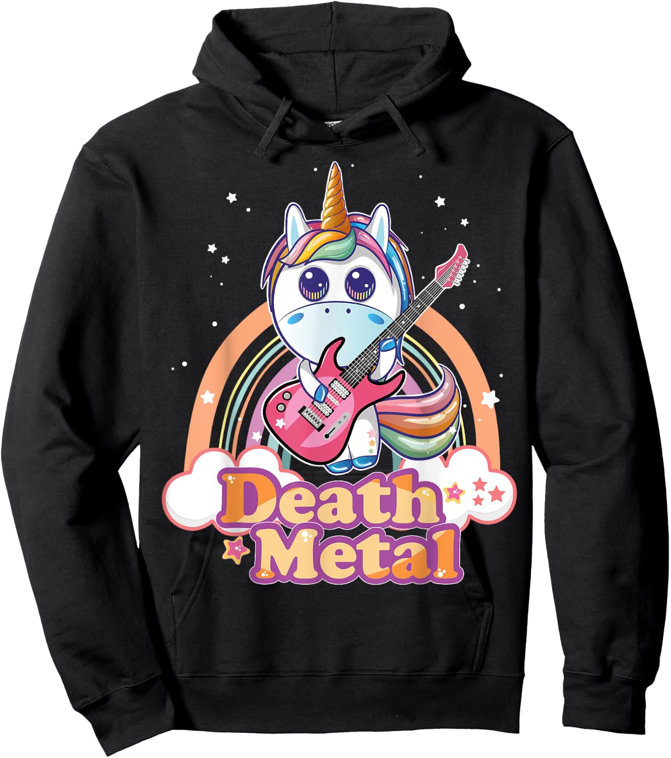 Cute Death Metal Unicorn Hard Rock Heavy Metal Music Hoodie - Hoodie | Black
