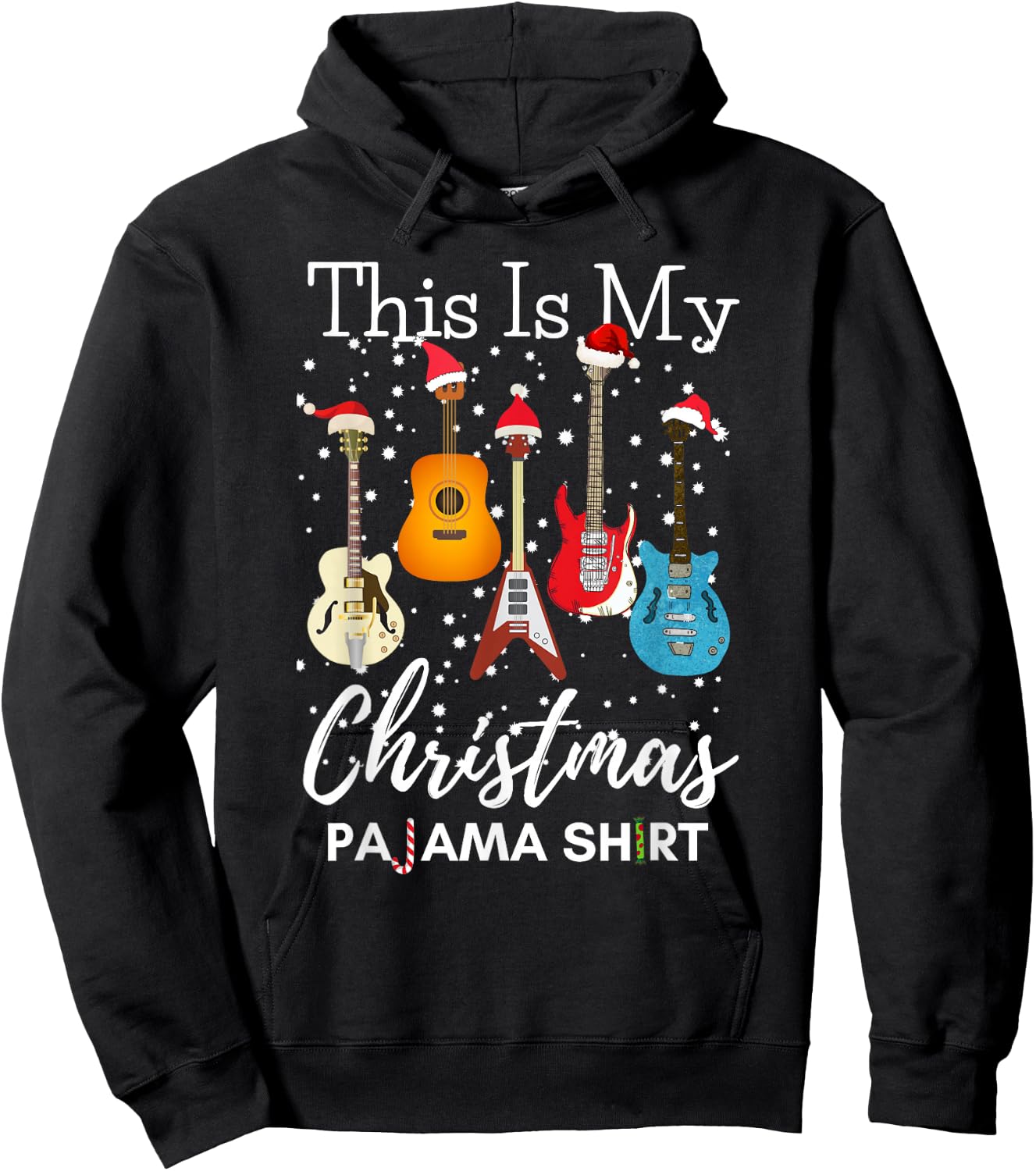 This Is My Christmas Pajama Guitar Guitarist Music Lover Hoodie - Hoodie | Black