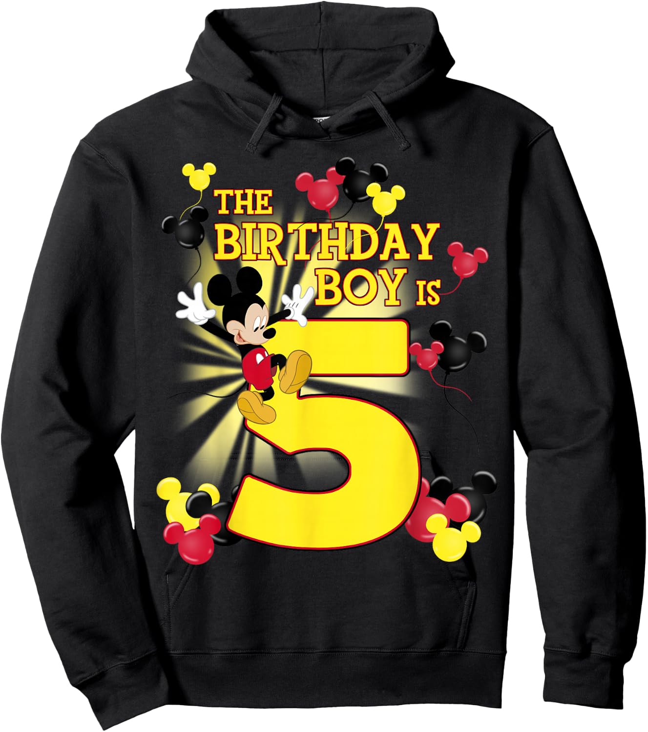 Disney Mickey And Friends Mickey 5th Birthday Boy Hoodie - Hoodie | Black