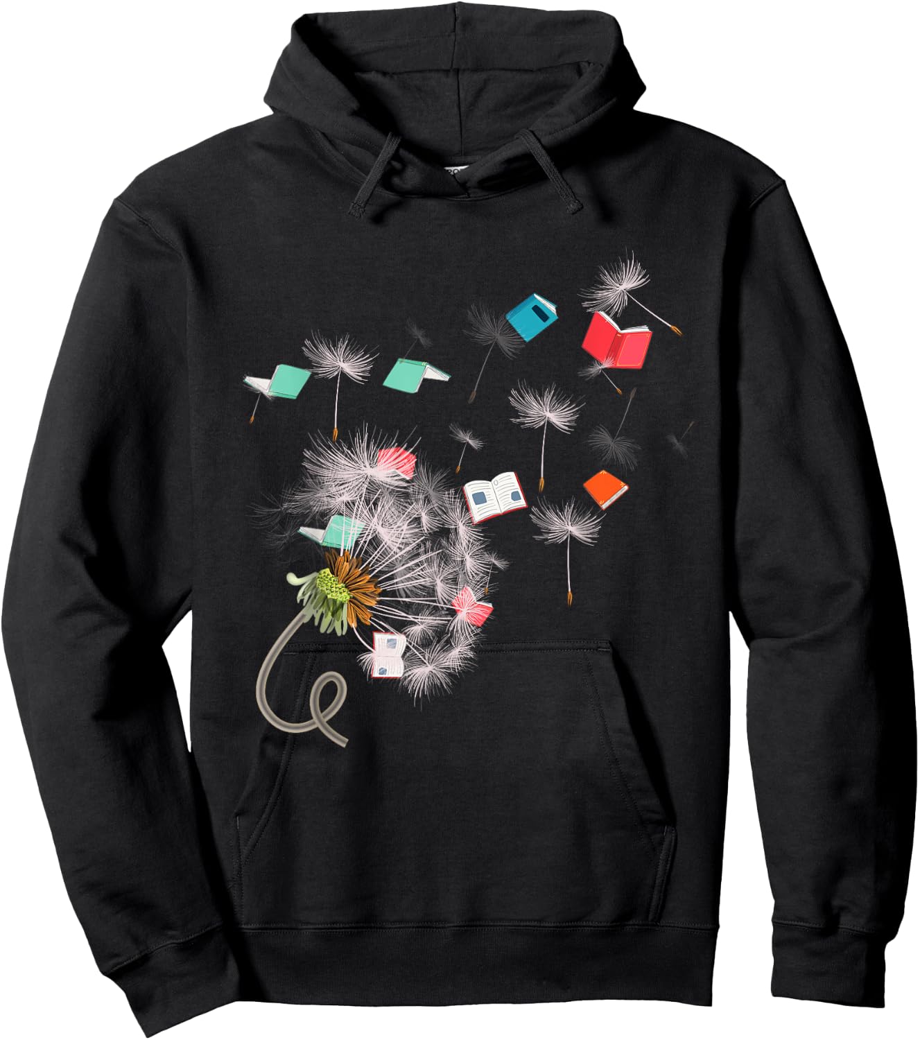 Book Reading Lover Librarian Gift Dandelion Reading Hoodie - Hoodie | Black