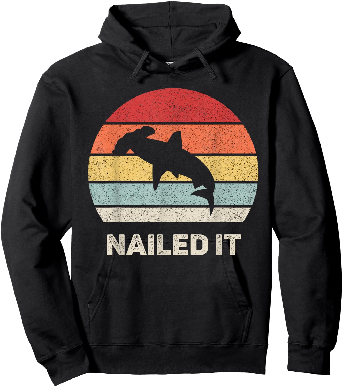 Retro Nailed It Hammerhead Shark Funny Shark Hoodie - Hoodie | Black