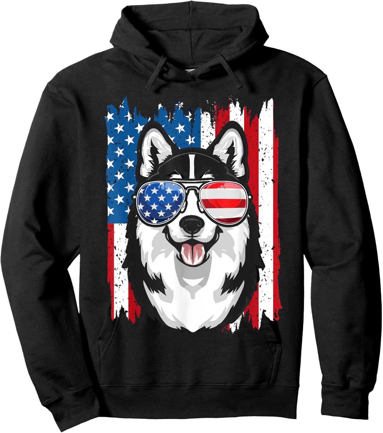 Husky 4th of July Men Siberian Husky Dog Love Owner Huskies Hoodie - Hoodie | Black