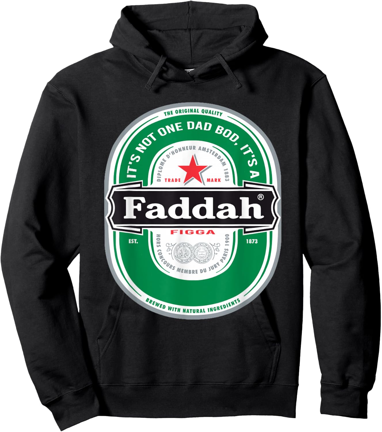 Funny Fathers Day Dad Bod Hawaiian Hawaii Pidgin Heine Beer Hoodie - Hoodie | Black