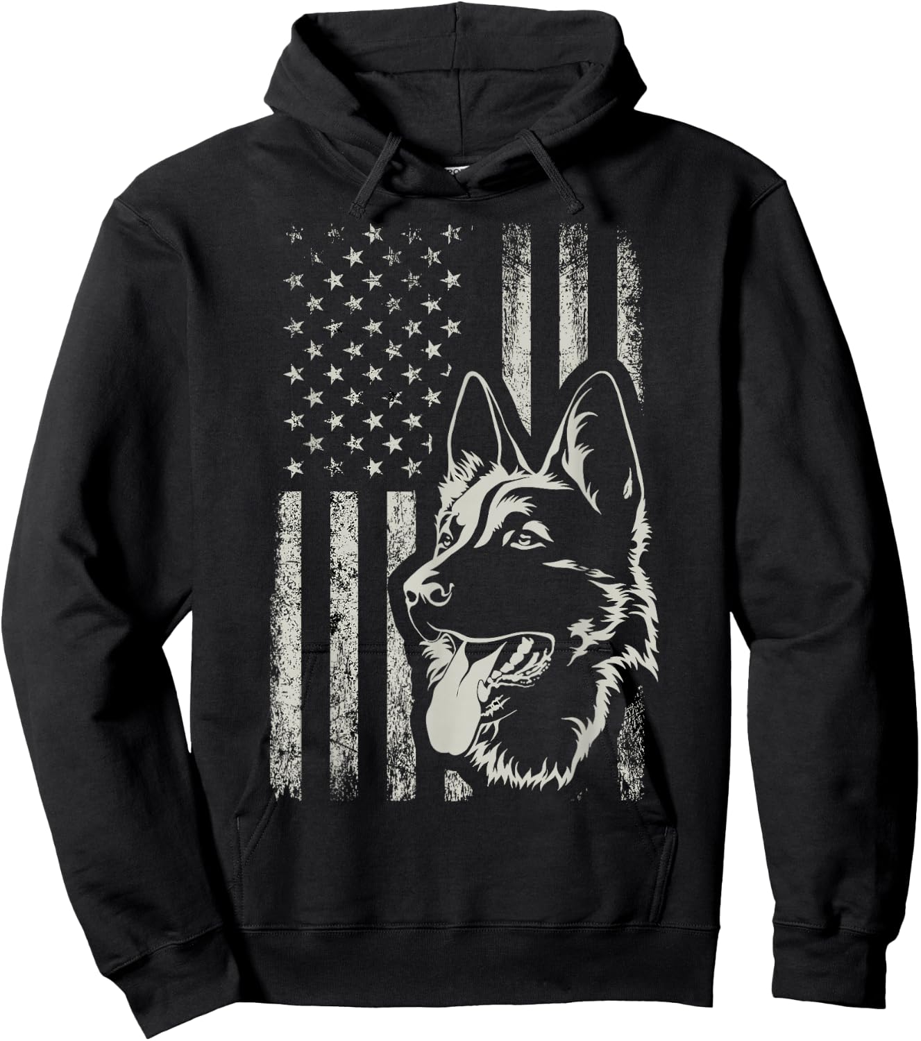 Patriotic German Shepherd American Flag 4th of July Shepherd Hoodie - Hoodie | Black