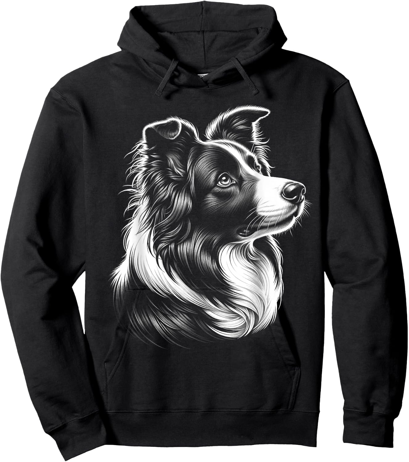 Cute Border Collie Head as a Chic Portrait from the Side Hoodie - Hoodie | Black