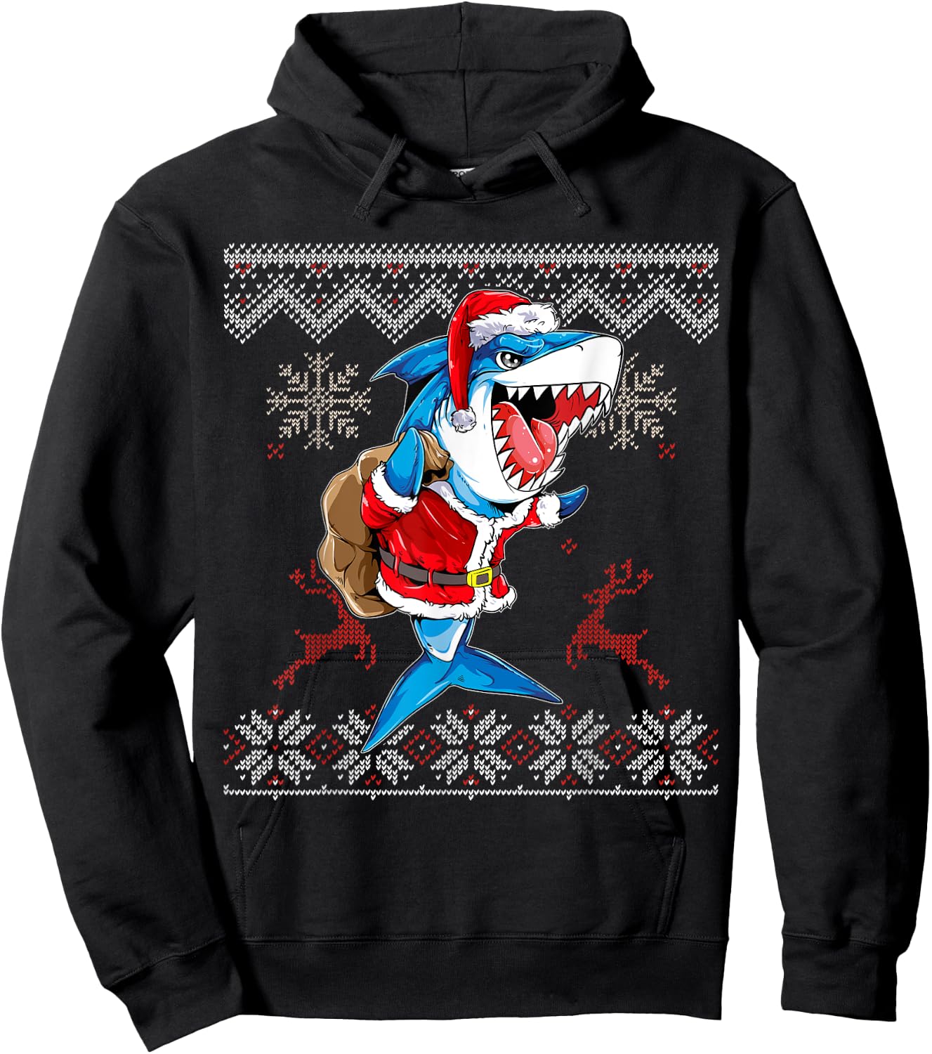 Christmas Shark Jawlly Santa Merry Xmas Sharkmas Baking Hoodie - Hoodie | Black