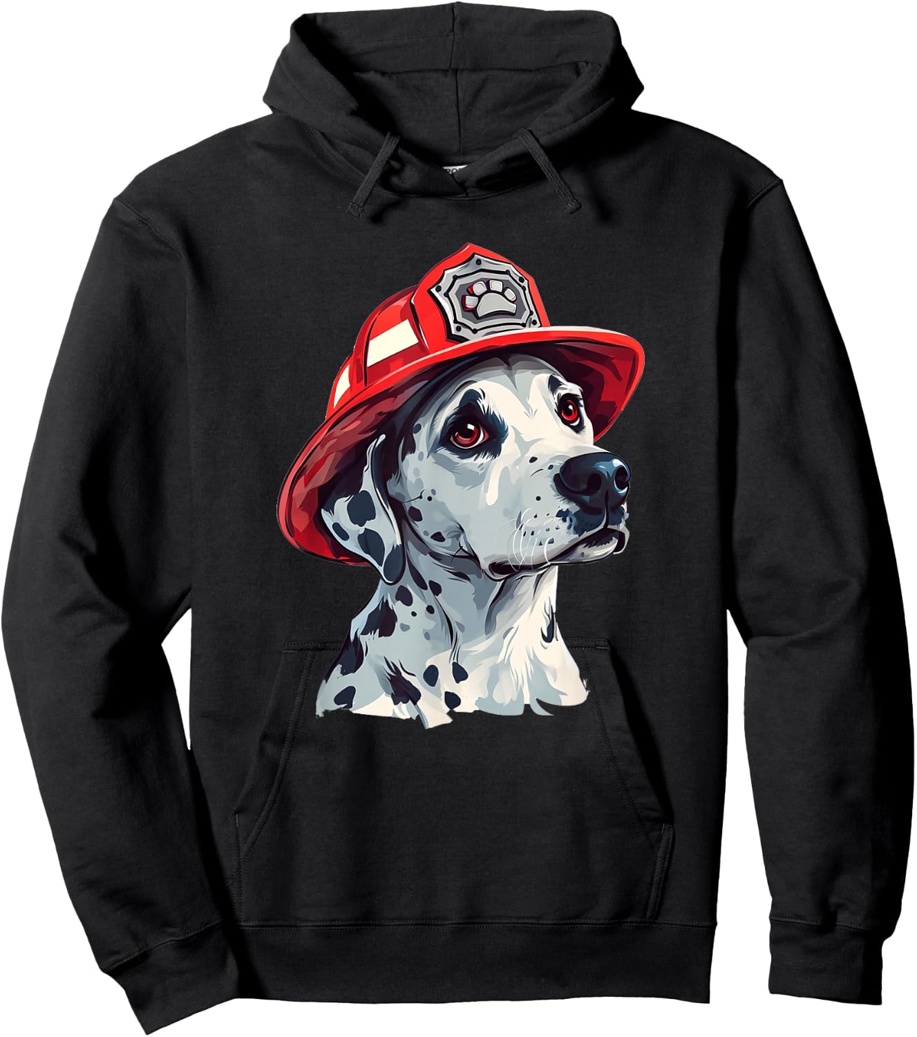 Dalmatian Firehouse Dog Firefighter Hat Fireman Dog Hoodie - Hoodie | Black