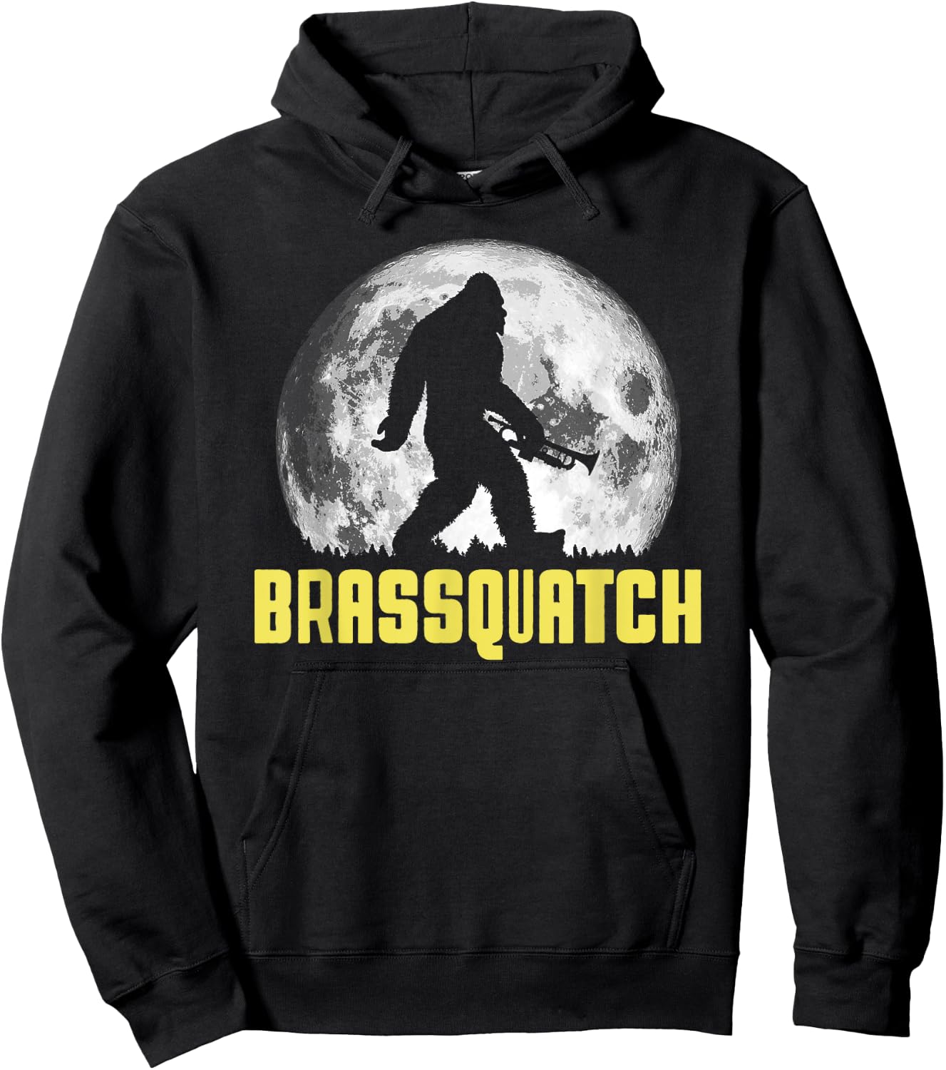 Brassquatch! Funny Bigfoot Trumpet / Brass Instrument Hoodie - Hoodie | Black