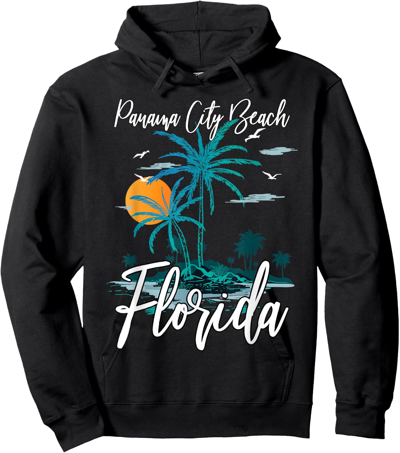 Family Vacation Retro Sunset Florida Panama City Beach Men Women Girls Kids Hoodie - Hoodie | Black