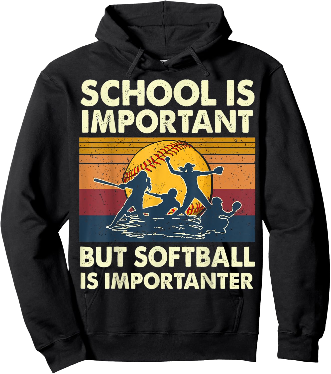 School Is Important But Softball Is Importanter Funny Player Hoodie - Hoodie | Black
