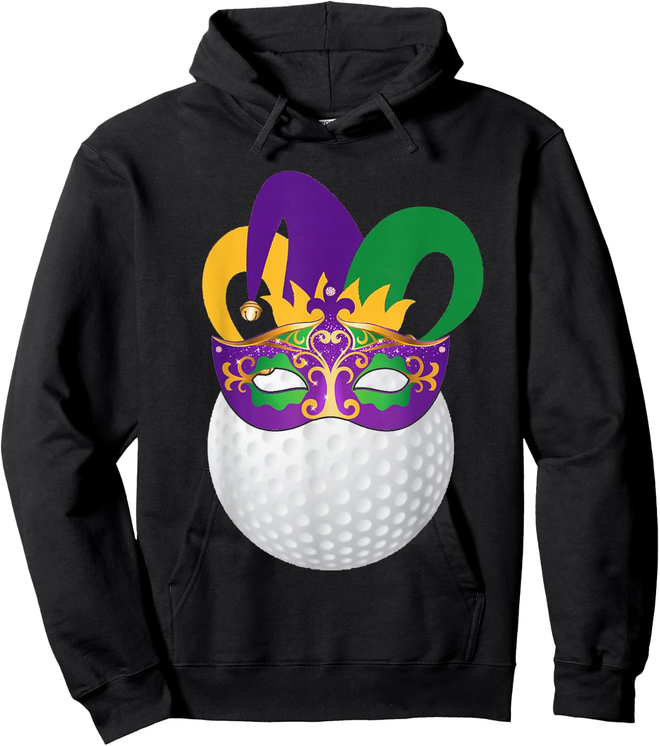 Golf Wearing Mardi Gras Carnival Mask Golf Lover Hoodie - Hoodie | Black