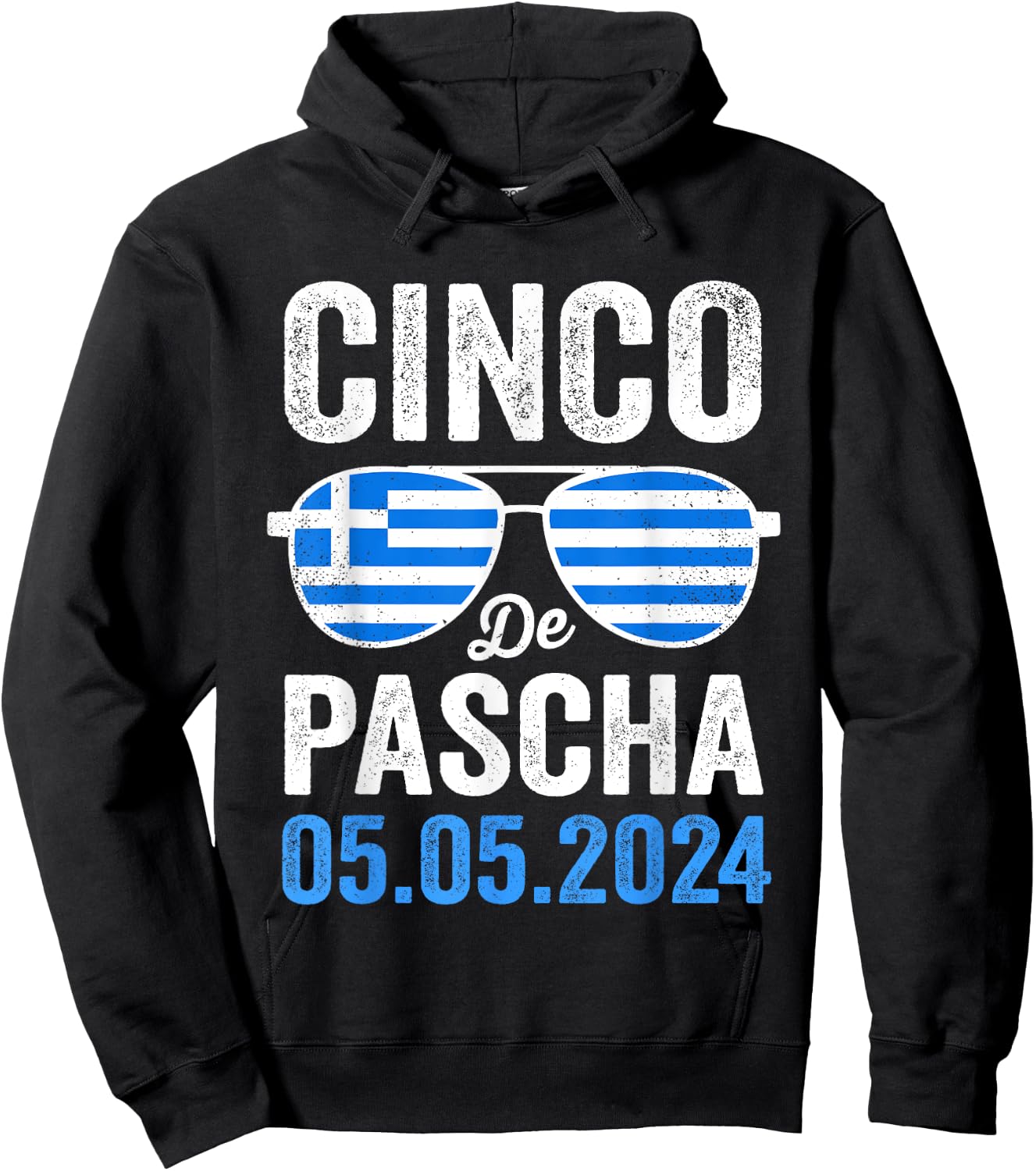 Cinco De Pascha Greece Flag Funny Greek Easter Cinco de Mayo Hoodie - Hoodie | Black
