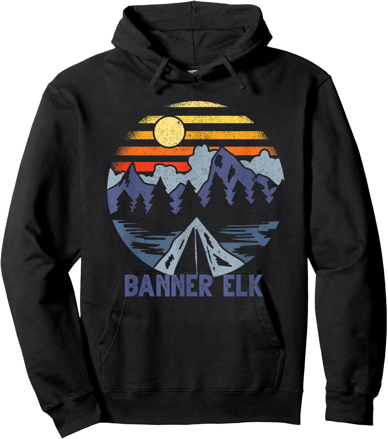Banner Elk, North Carolina Blue Ridge Mountains Camping Hoodie - Hoodie | Black