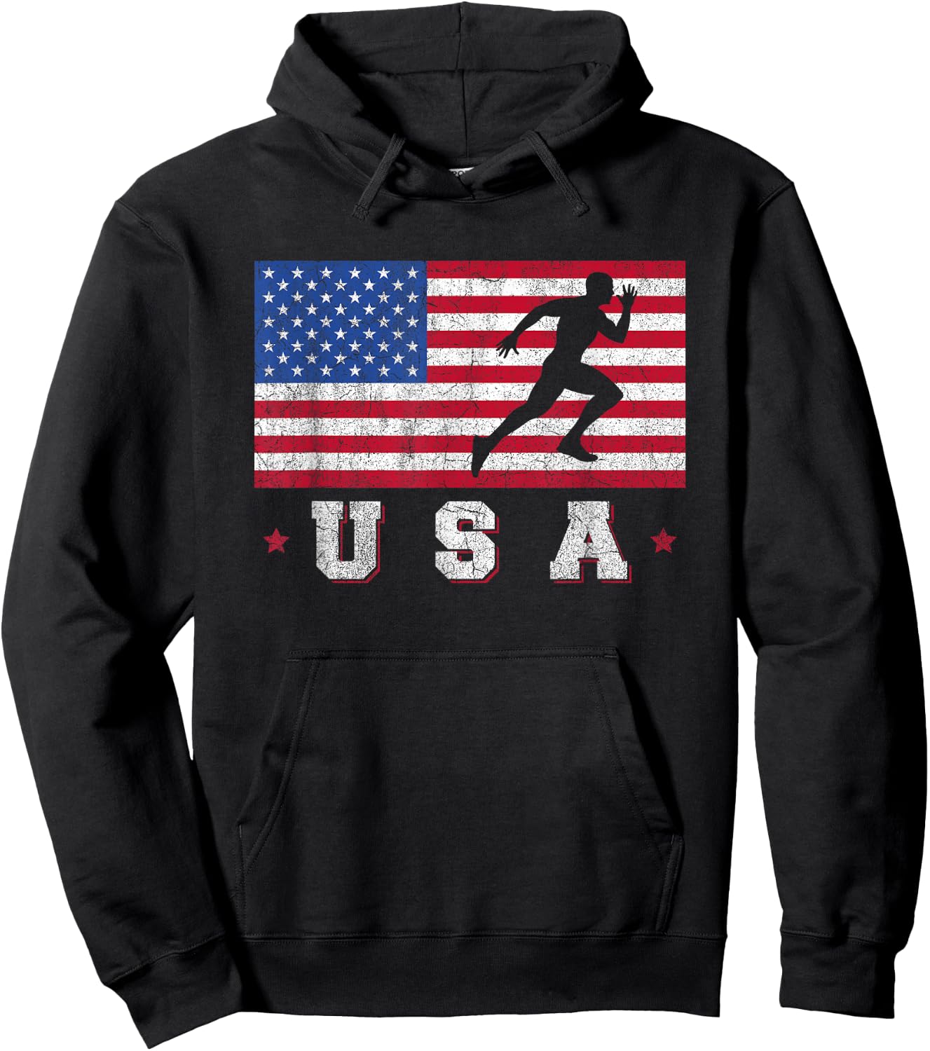 Patriotic Sports Gift American USA Flag Track And Field Hoodie - Hoodie | Black
