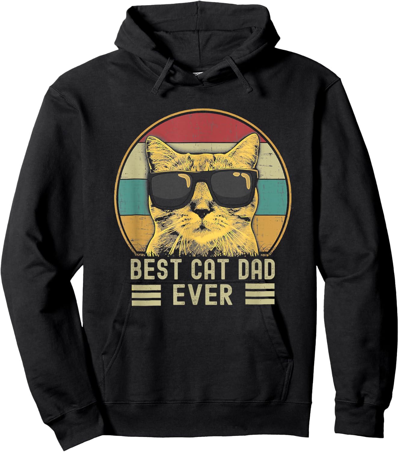 Best Cat Dad Ever Funny Retro Cat Dad Cat Father's Day Hoodie - Hoodie | Black