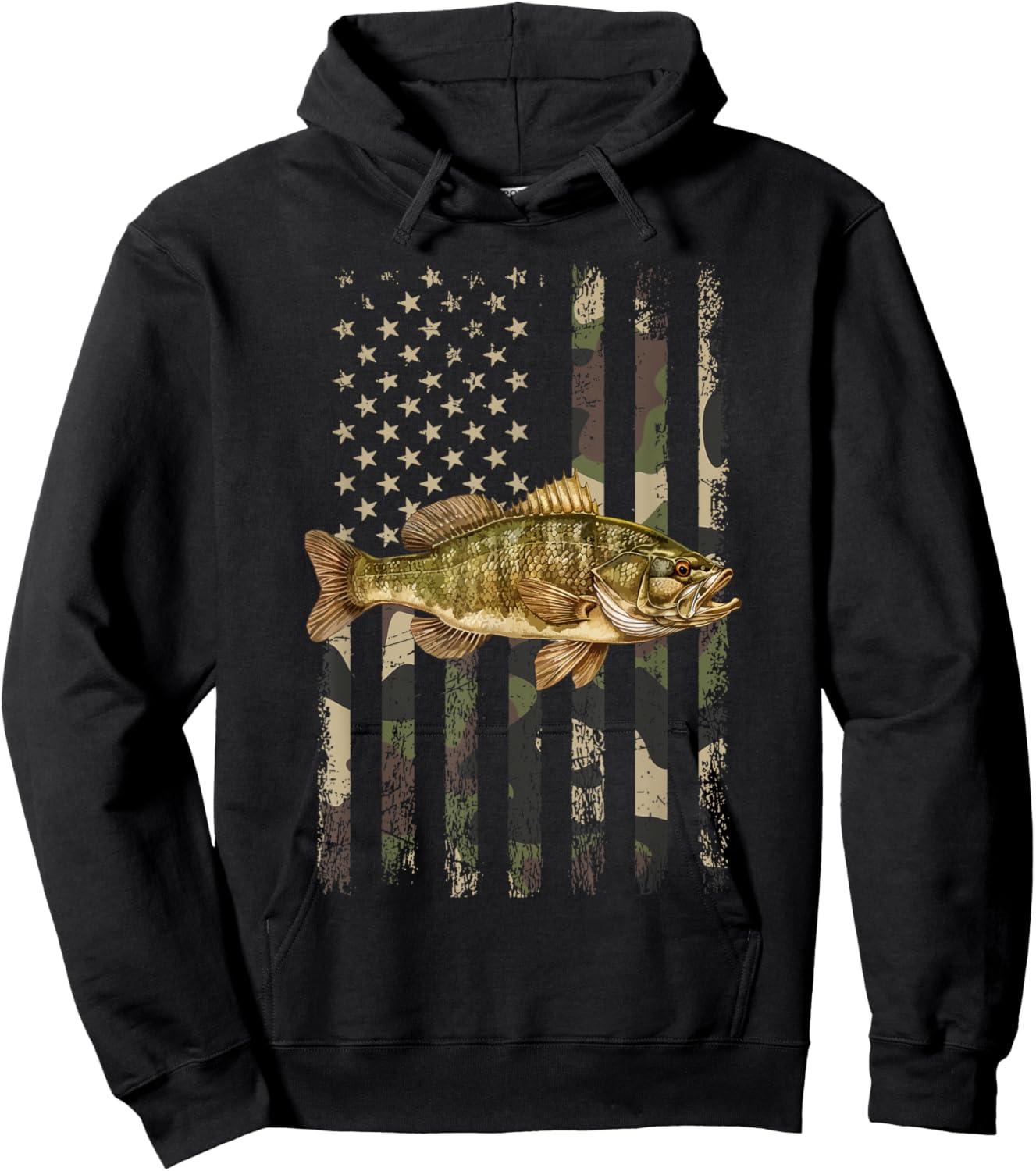 Smallmouth American Flag, smallmouth bass Women Kids Men Hoodie - Hoodie | Black