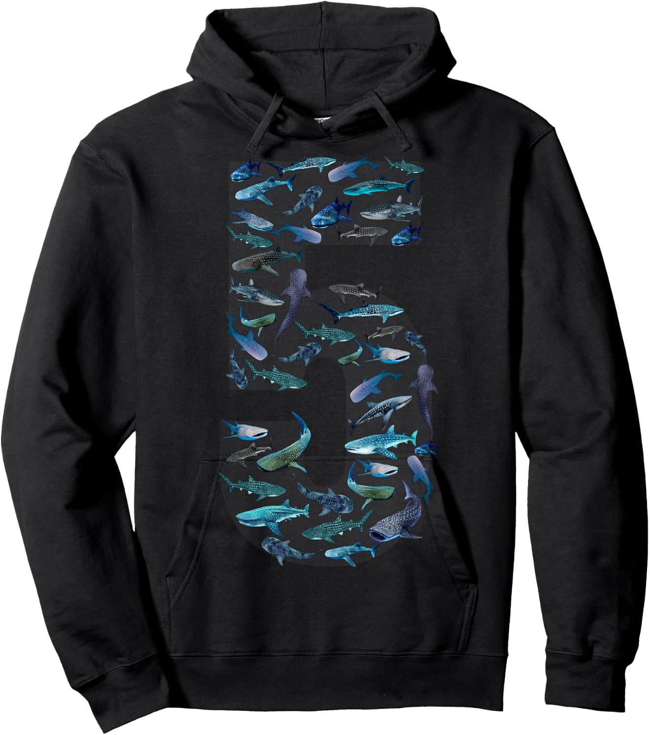 5th Birthday Boy Five-Year-Old Sea Ocean Fish Whale Shark Hoodie - Hoodie | Black