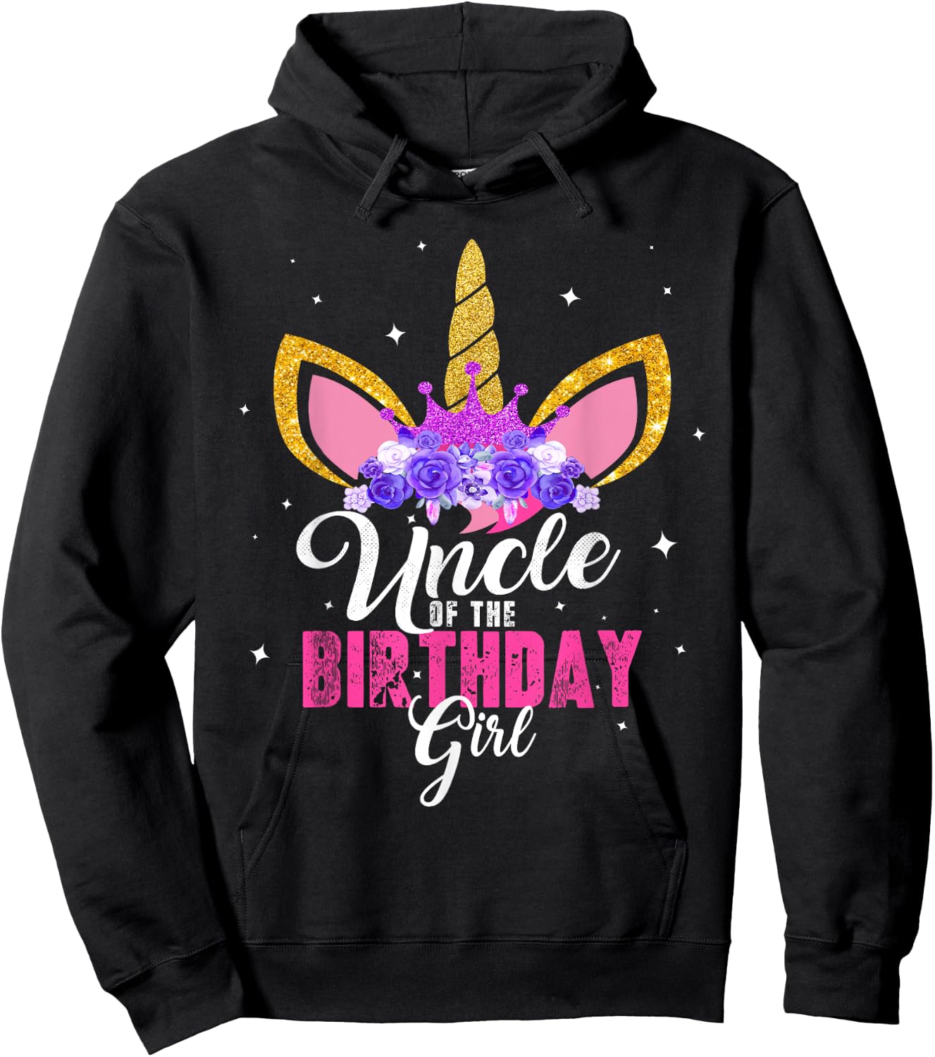 Uncle Of The Birthday Girl Unicorn Birthday Princess Hoodie - Hoodie | Black