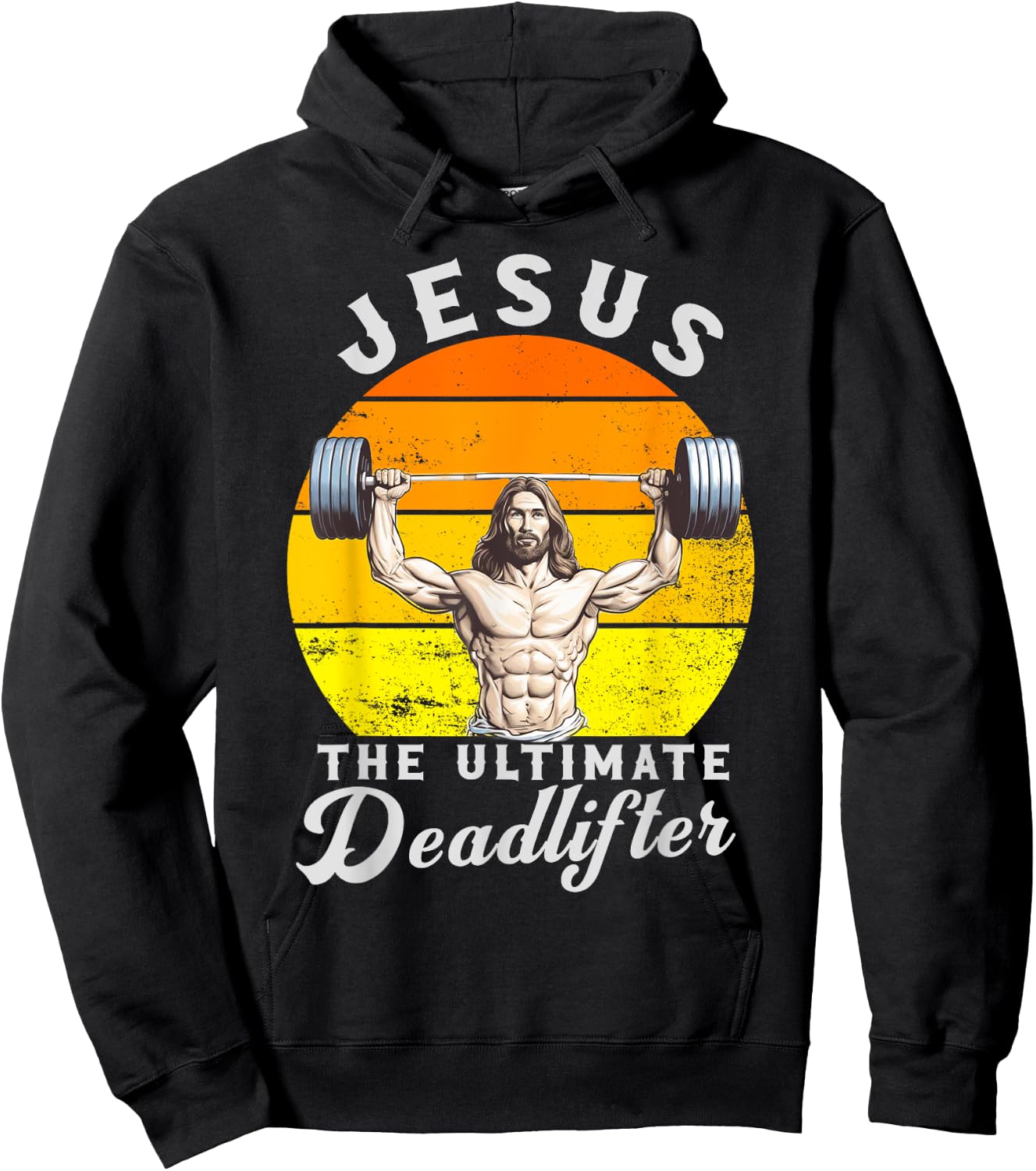 Jesus The Ultimate Deadlifted Retro Jesus Christian Gym Hoodie - Hoodie | Black