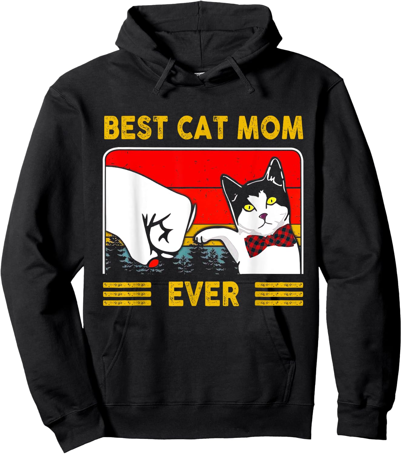 Retro Vintage Best Cat Mom Ever Mother's Day Gifts Hoodie - Hoodie | Black