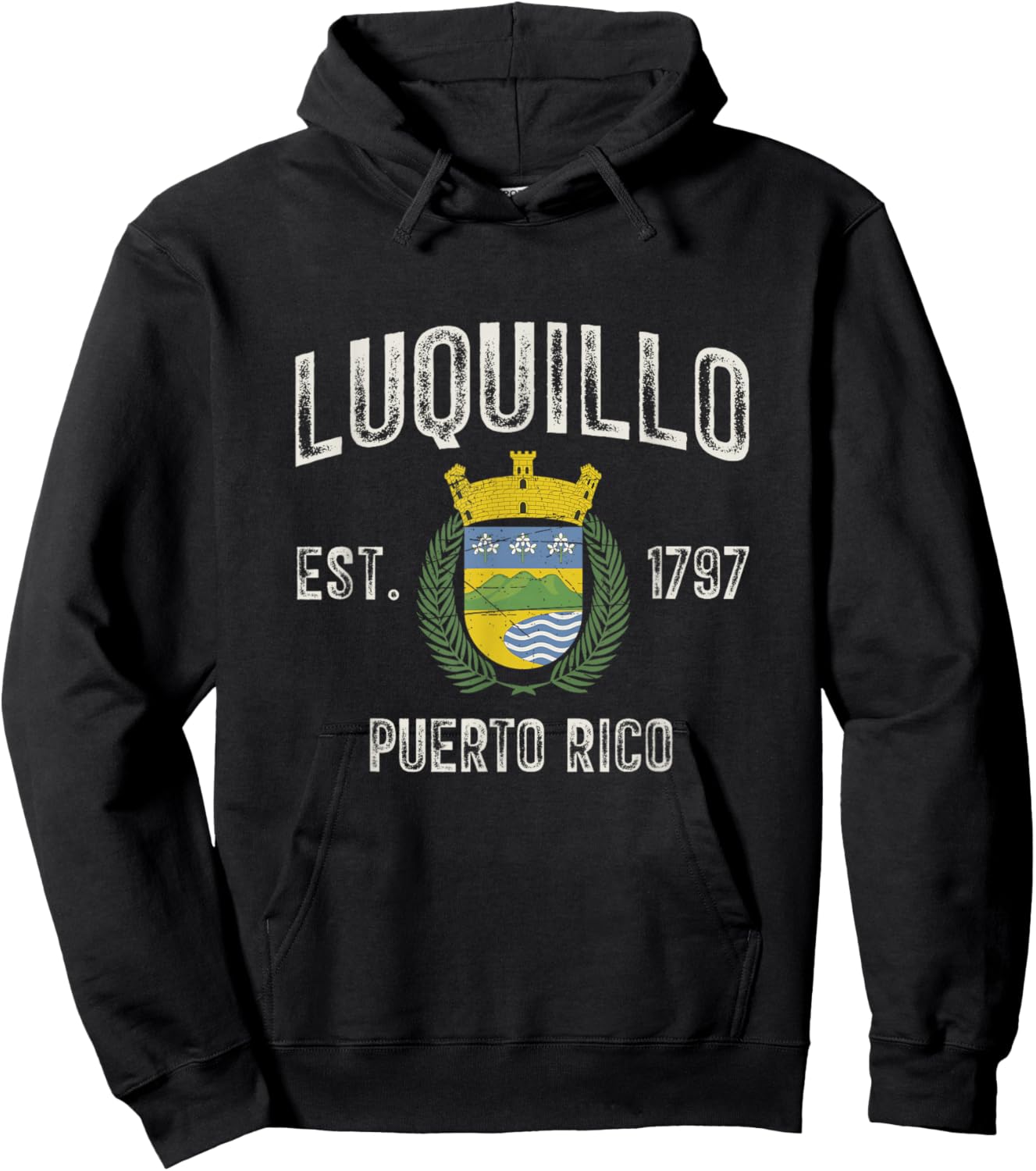 Luquillo City In Puerto Rico Est 1797, Luquillo Armorial Hoodie - Hoodie | Black