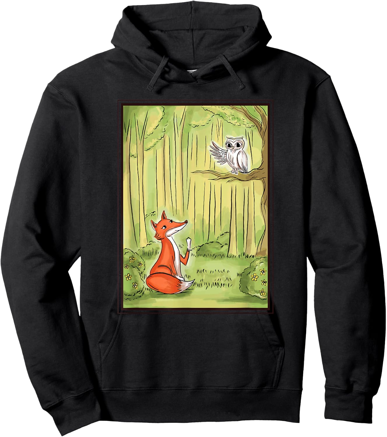 Fox And Owl Forest Hoodie - Hoodie | Black
