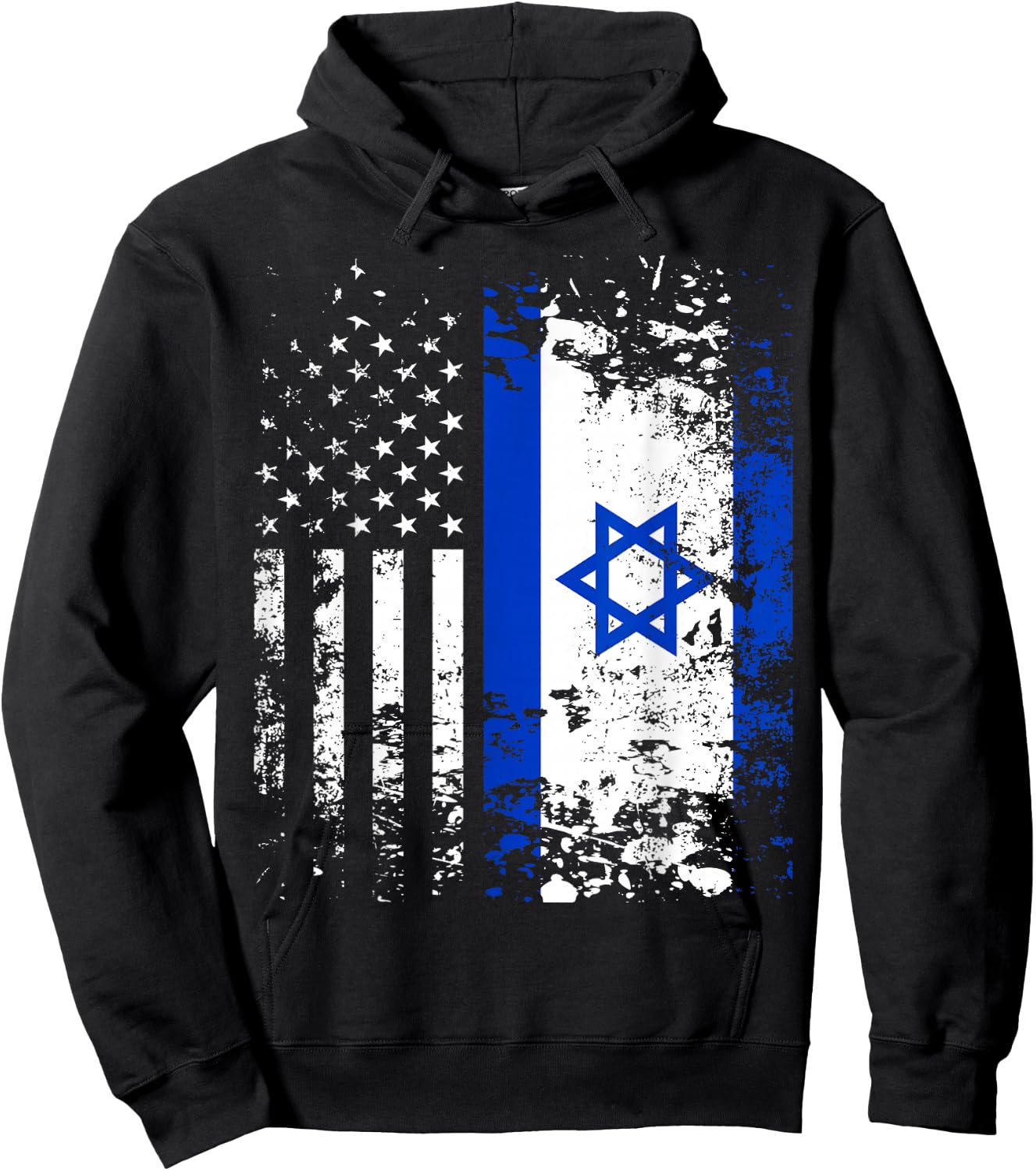 Proud Israeli USA Flag Patriotic Pride American Israel Flag Hoodie - Hoodie | Black