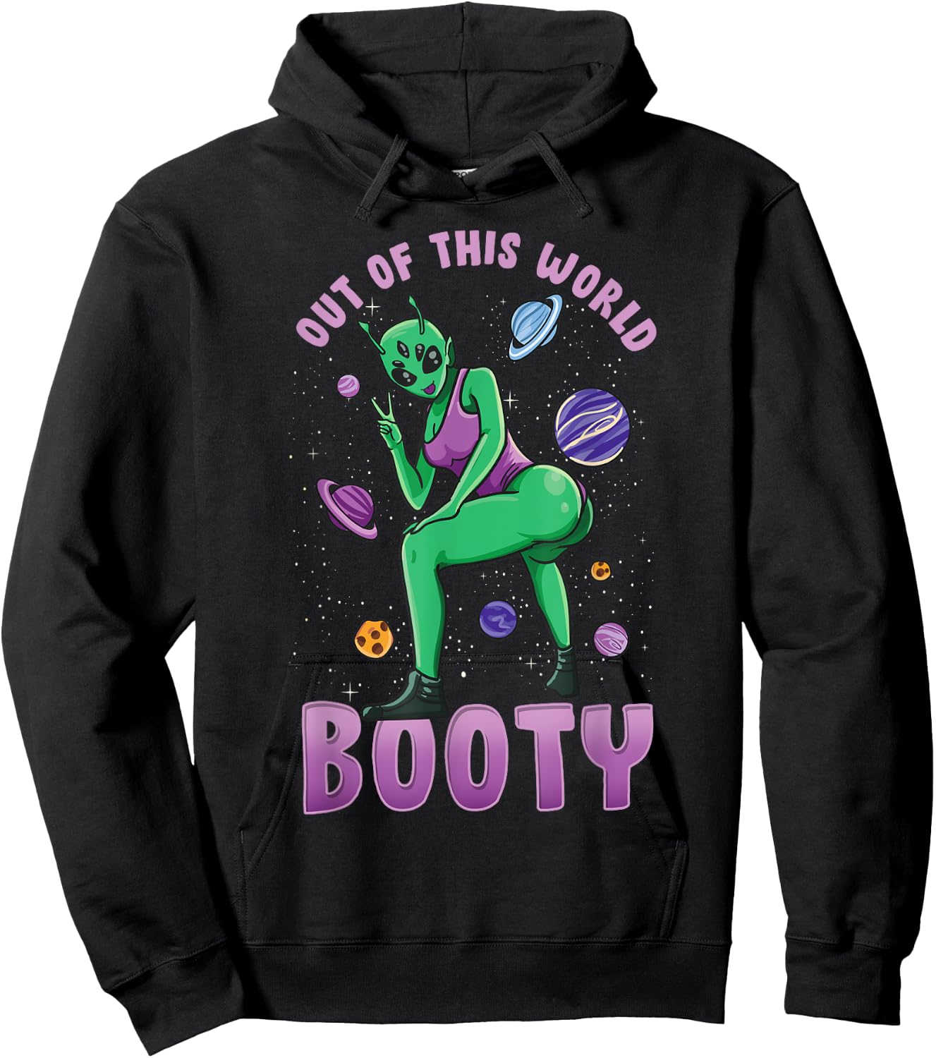 Out Of This World Booty | Funny UFO Alien Space Gym Workout Hoodie - Hoodie | Black