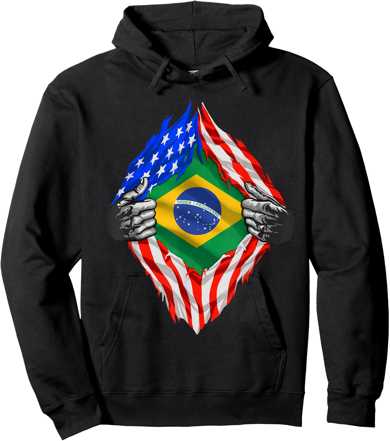 Brazil Shirt Super American Brazilian Flag Roots Brazilian Hoodie - Hoodie | Black