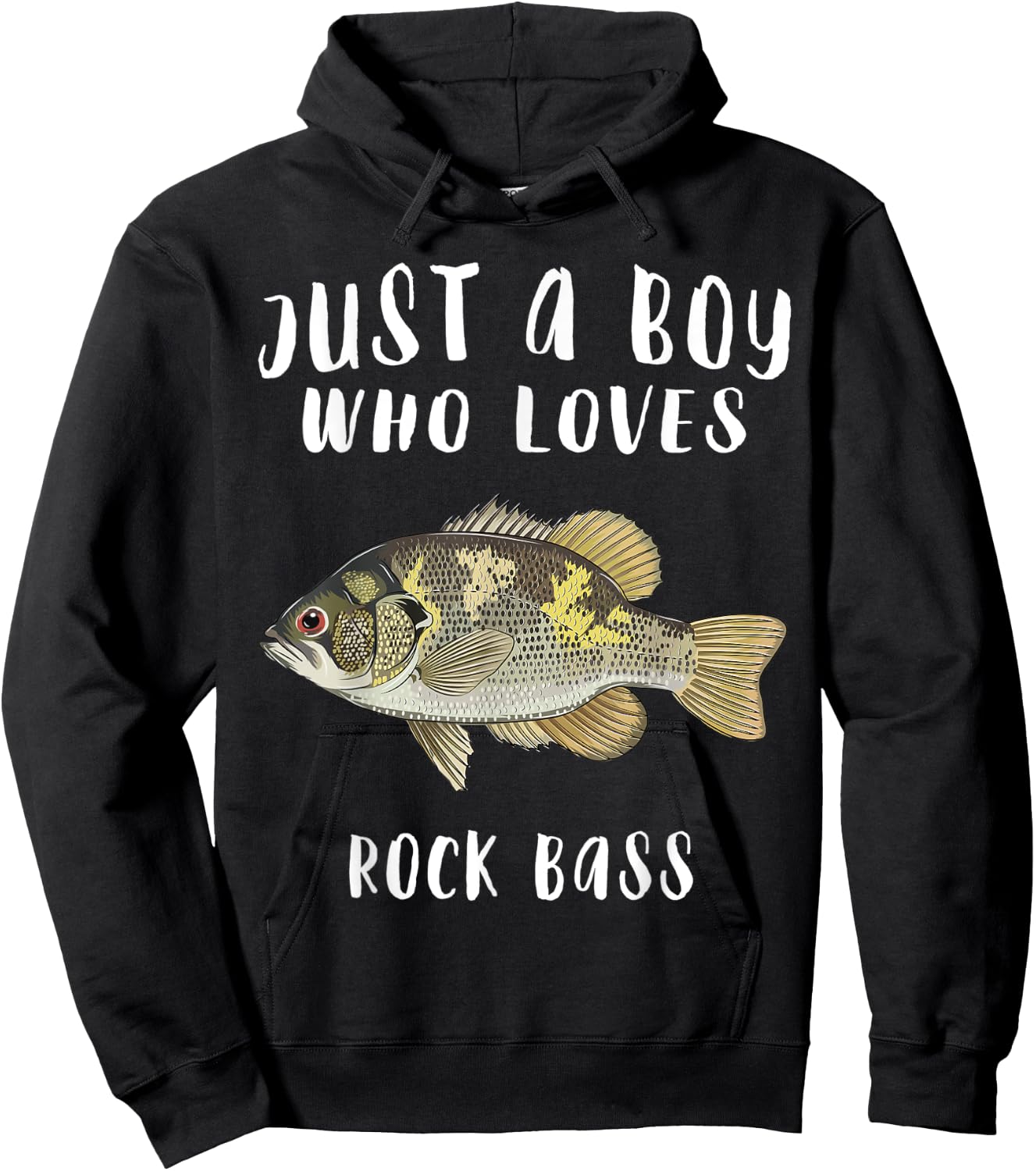 Just A Boy Who Loves Rock Bass Fish Lover Hoodie - Hoodie | Black