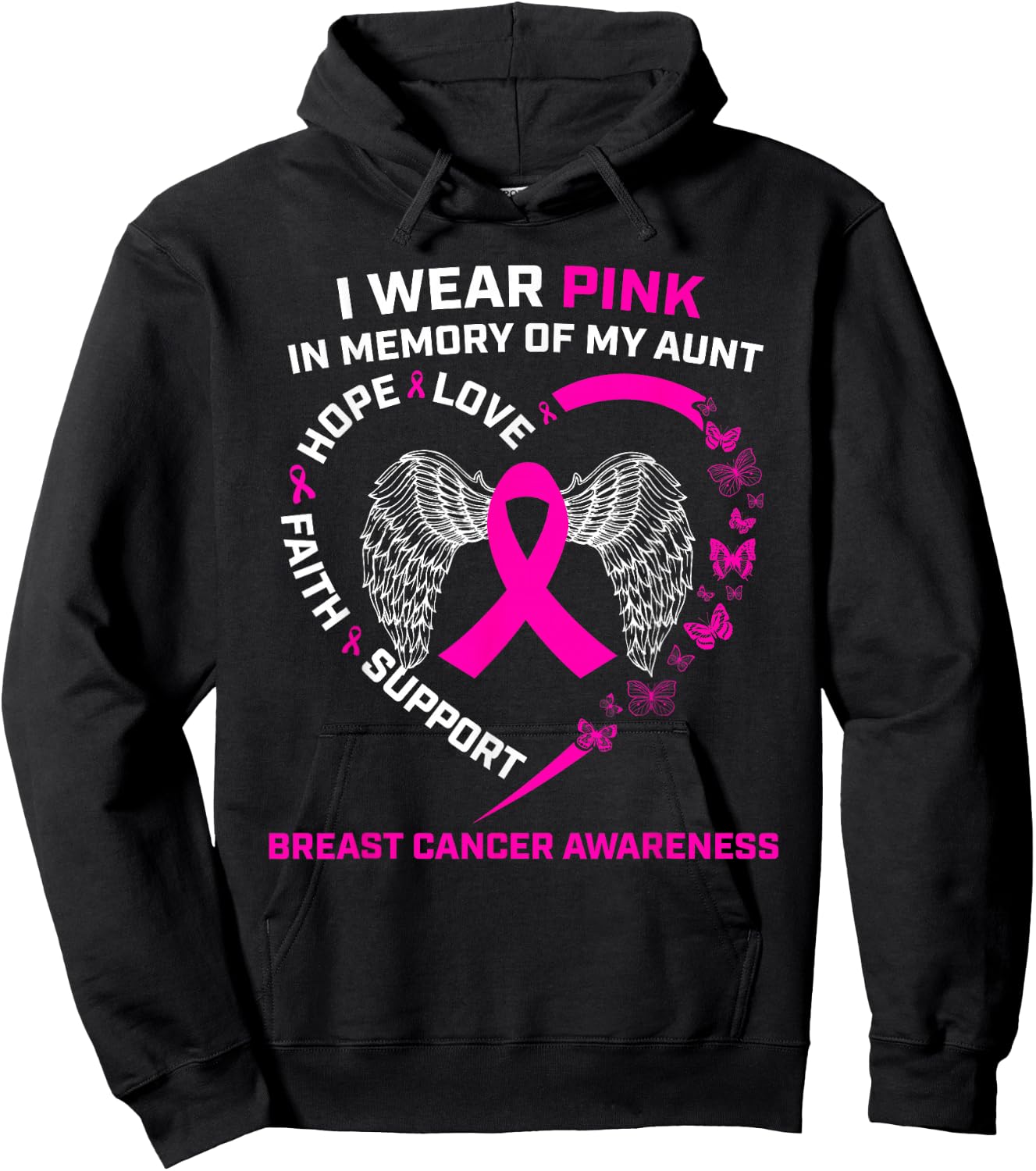 I Wear Pink In Memory Of My Aunt Breast Cancer Awareness Hoodie - Hoodie | Black