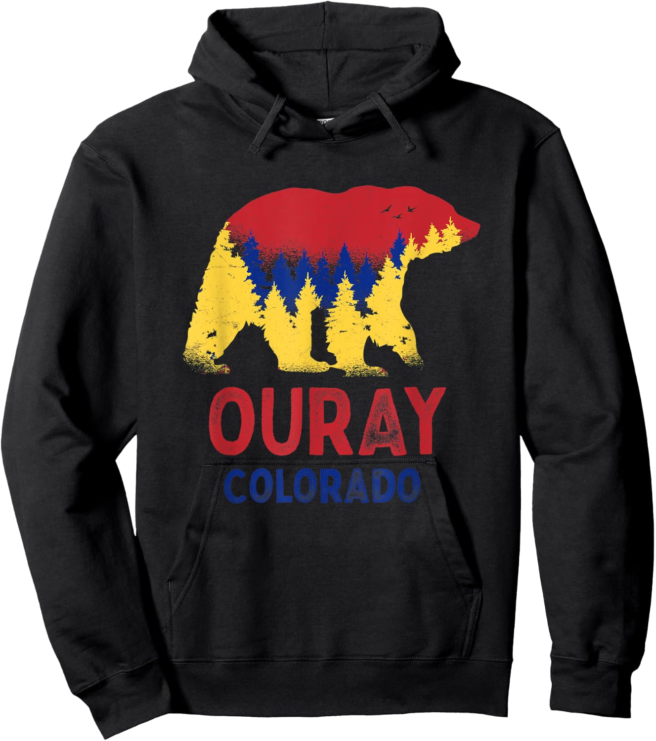Ouray Colorado Rocky Mountains CO Black Mountain Bear Hoodie - Hoodie | Black