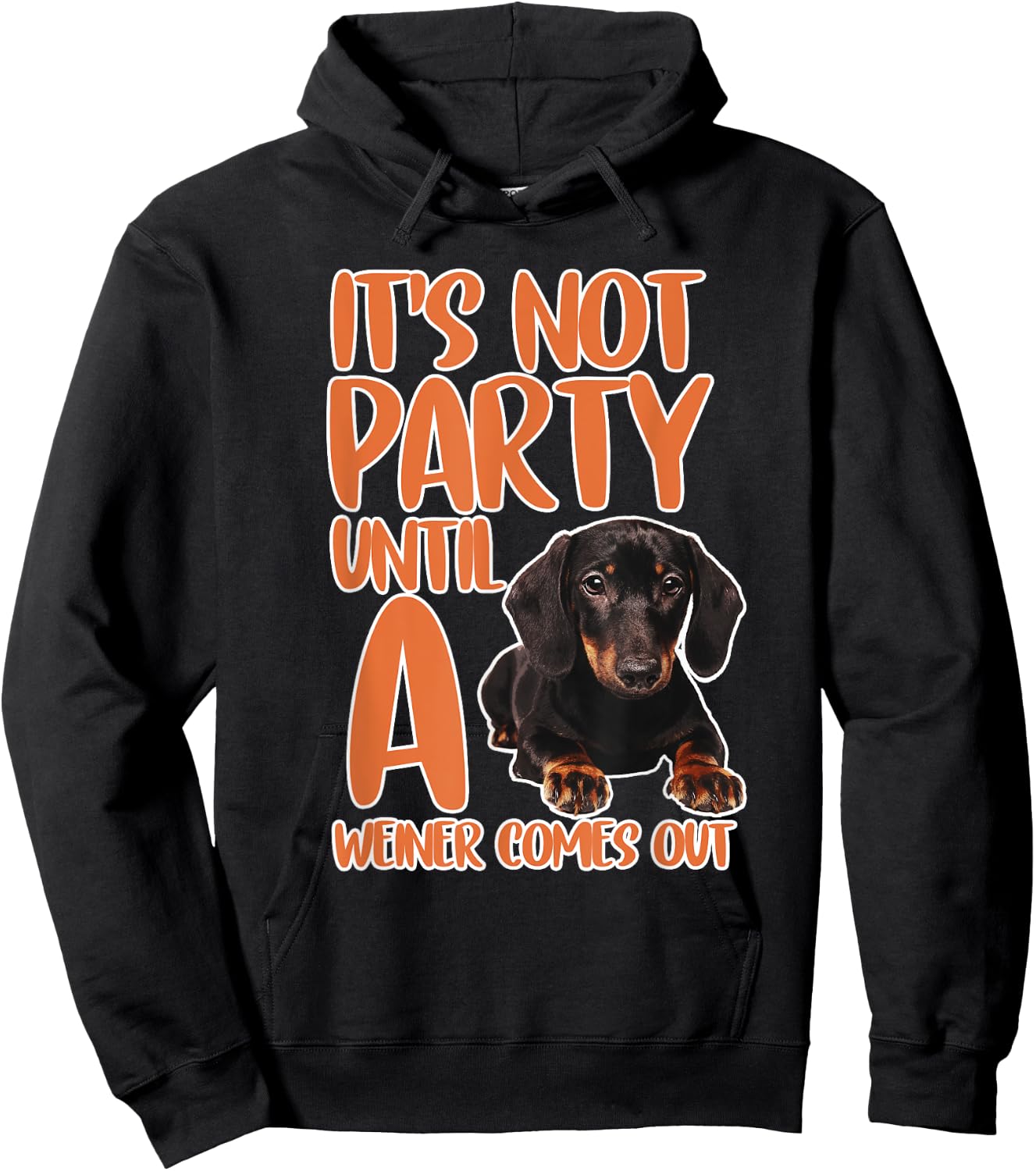 It's Not a Party Until a Weiner Comes Out Dachshund Gifts Hoodie - Hoodie | Black