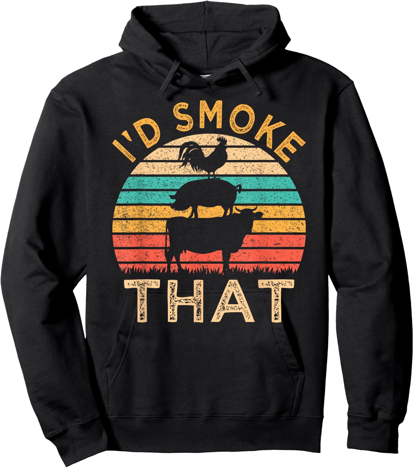 Funny BBQ I'd Smoke That Barbeque Retro Grilling Hoodie - Hoodie | Black