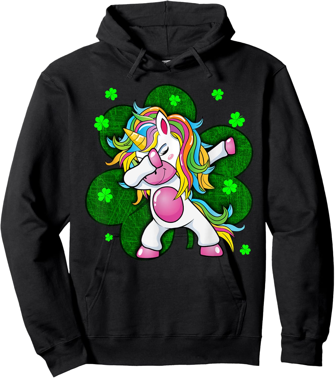 Girls St Patricks Day Outfit - Funny Dabbing Unicorn Women Hoodie - Hoodie | Black