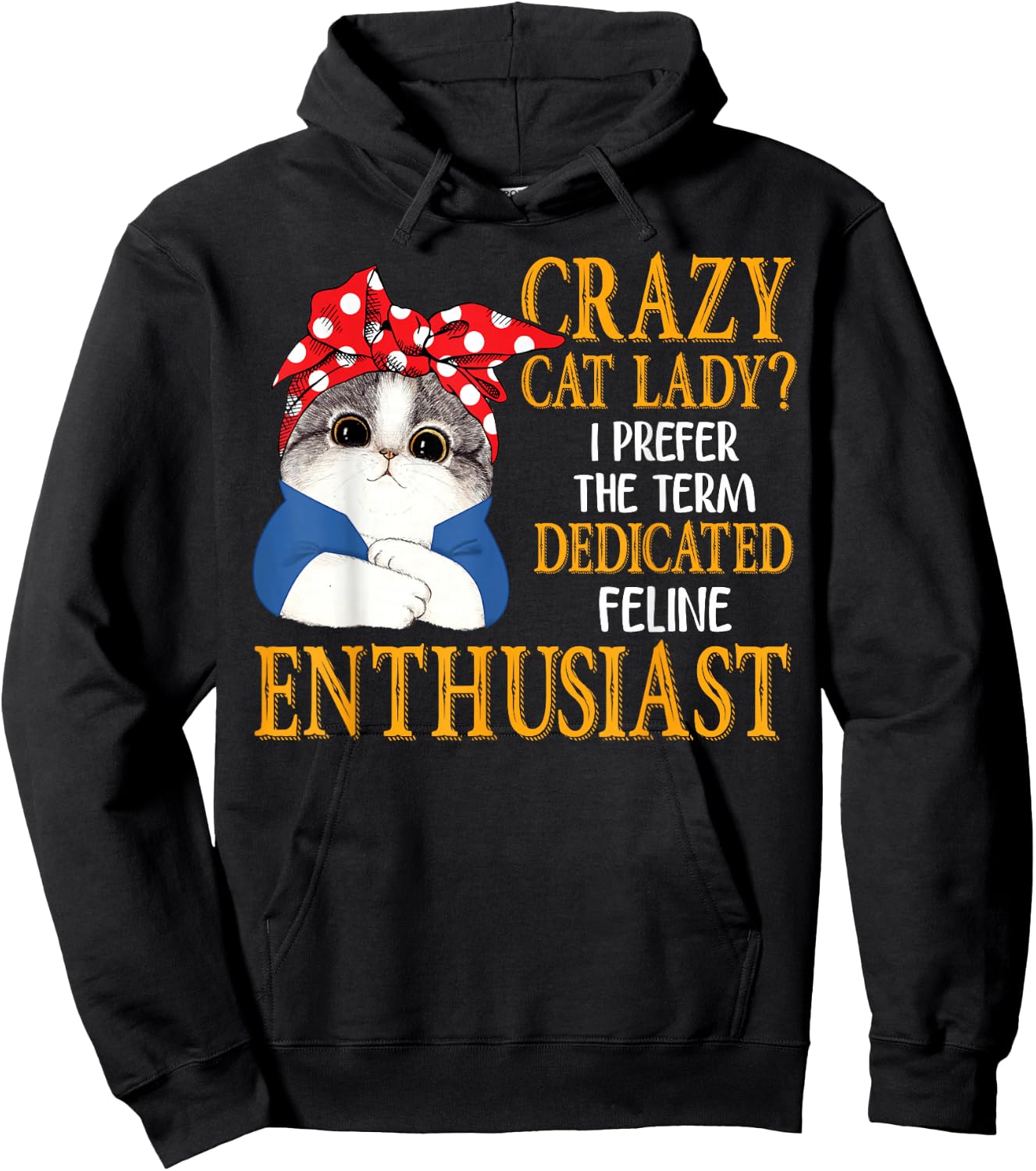 Crazy Cat Lady I Prefer The Term Dedicated Feline Enthusiast Hoodie - Hoodie | Black