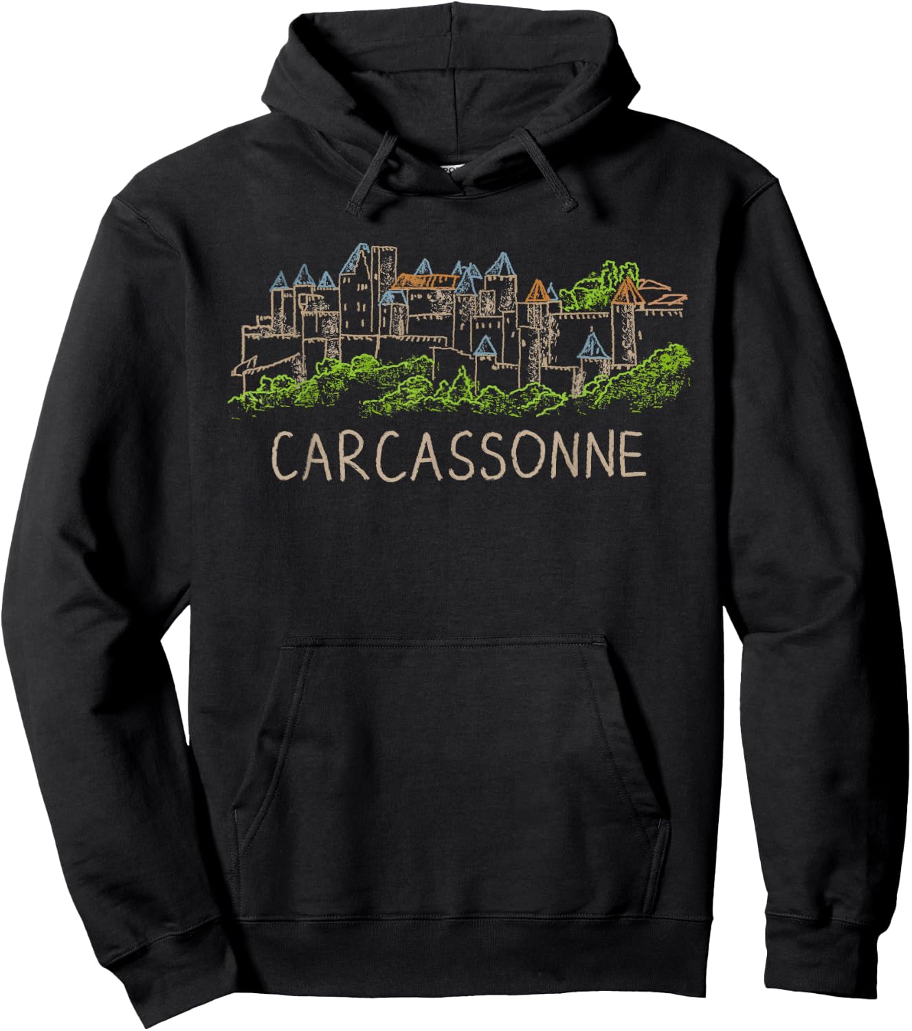 Carcassonne France art gift Men Women Hoodie - Hoodie | Black
