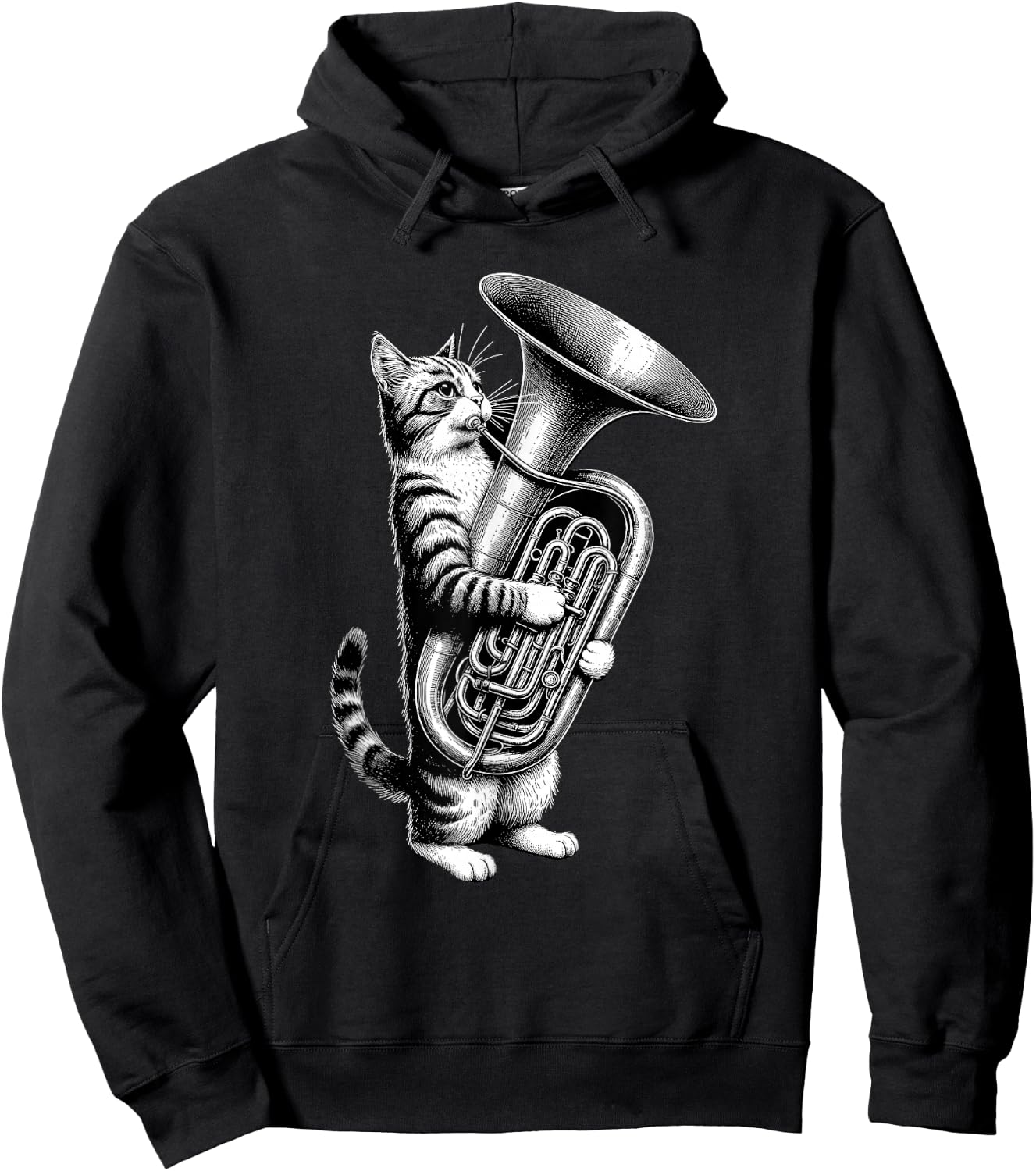 Cat Playing Tuba Marching Band Tuba Player Musician Hoodie - Hoodie | Black