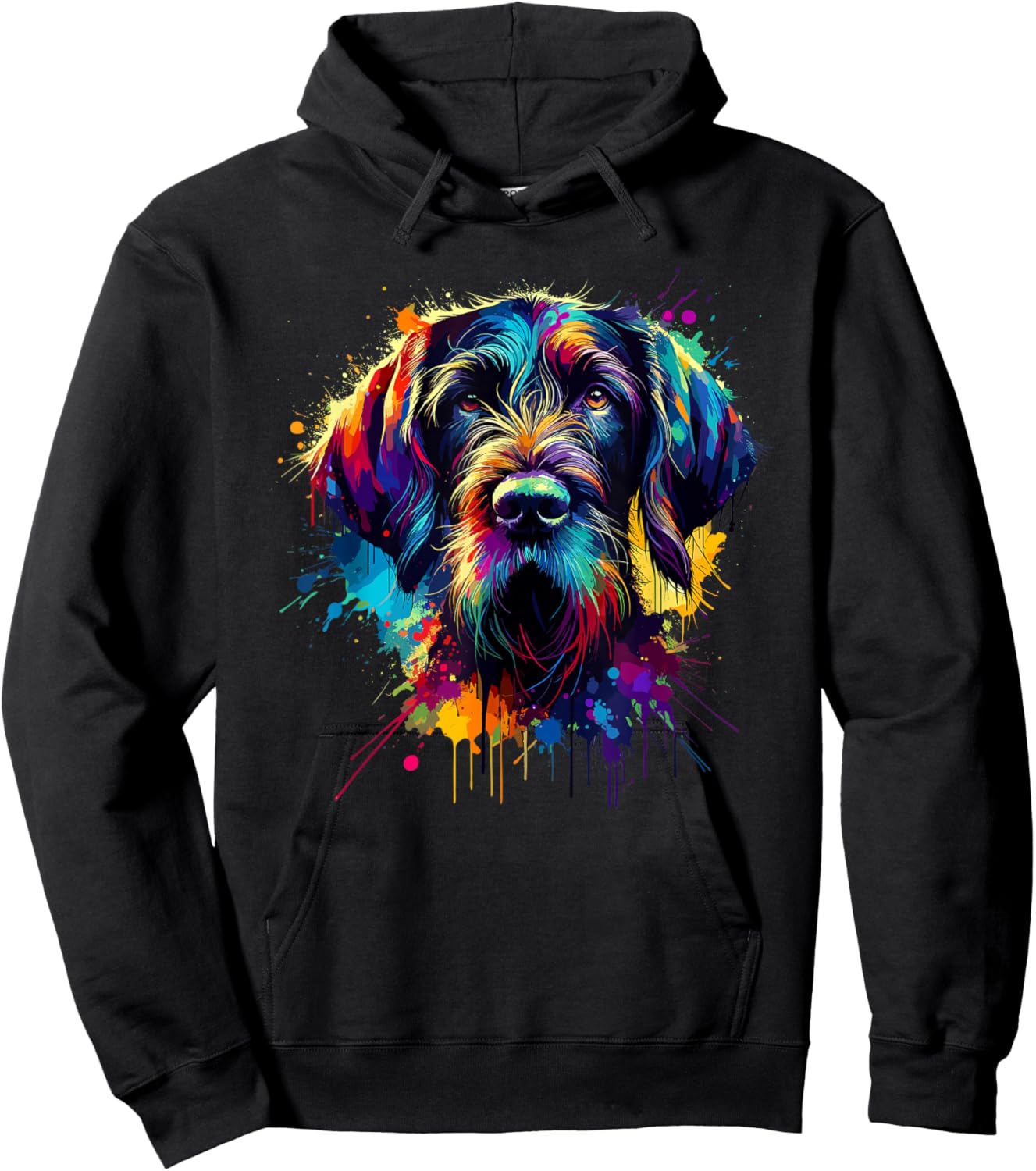 Colorful Splash Art German Wirehaired Pointer Hoodie - Hoodie | Black
