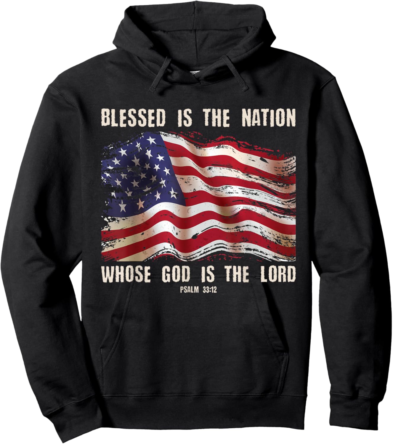 Blessed Is The Nation God Is The Lord Christians 4th Of July Hoodie - Hoodie | Black