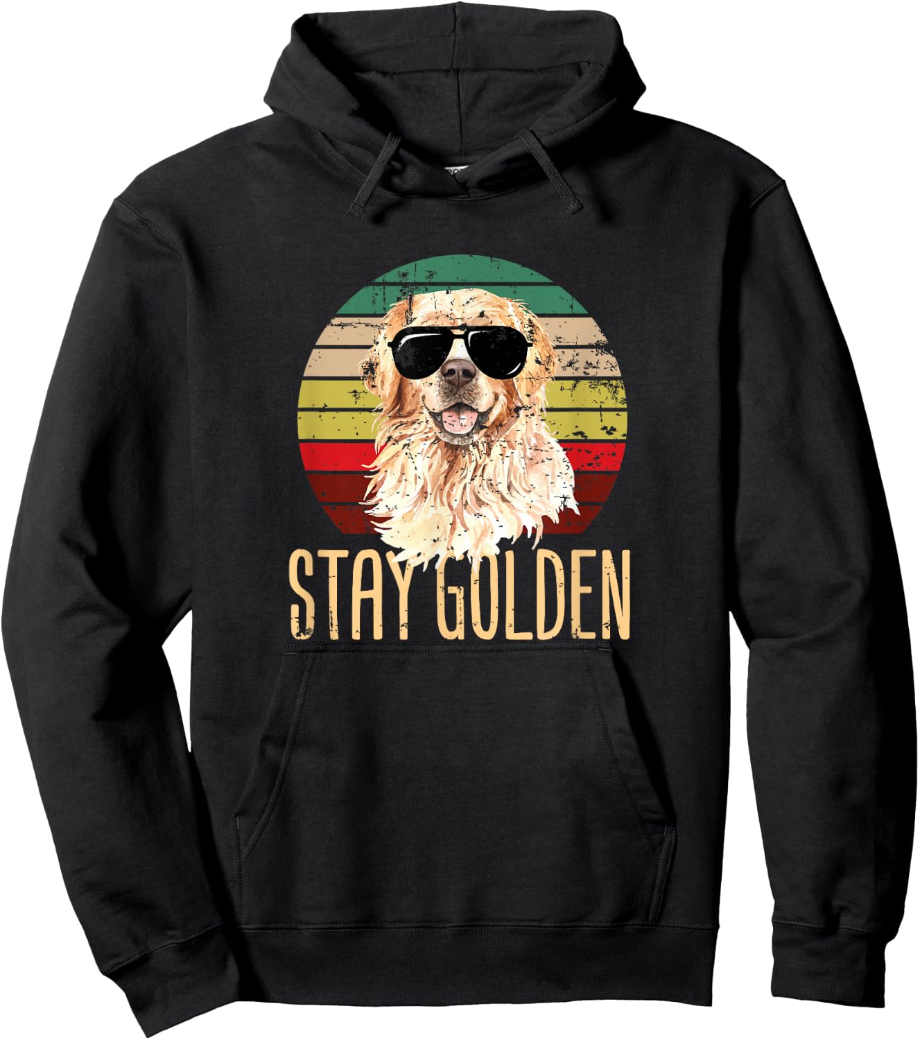 Stay Golden Funny Retro Golden Retriever Dog Breed Lover Men Women Girls Kids Hoodie - Hoodie | Black
