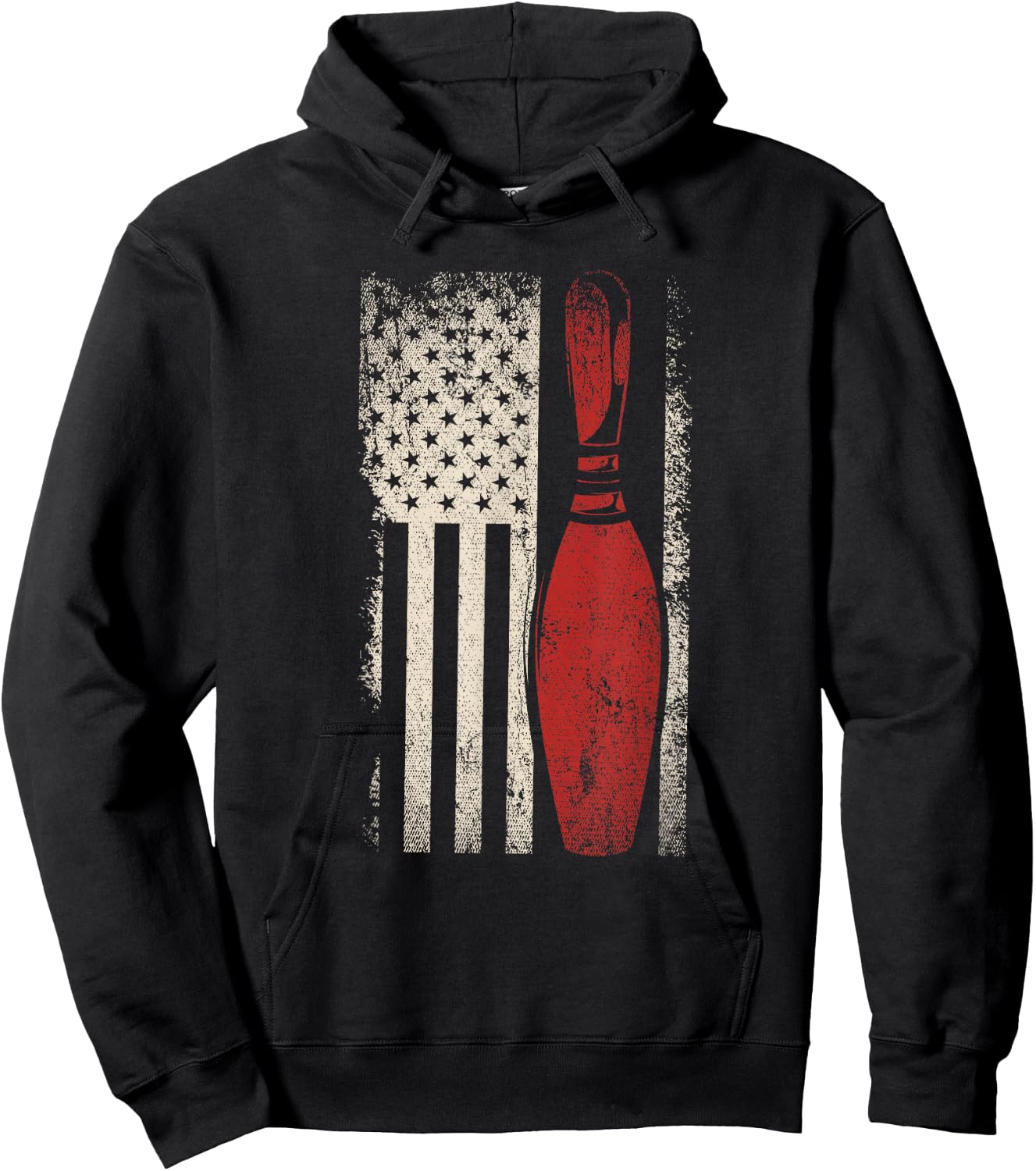USA Flag Patriotic American Bowler Gift Bowling Pins Bowling Small Hoodie - Hoodie | Black